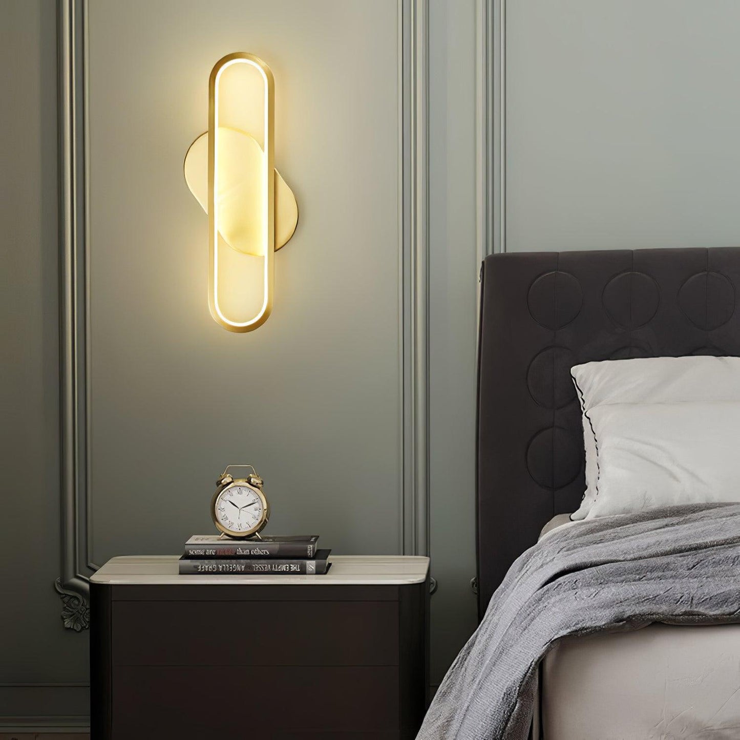 Long Ova Wall Lamp | Brass & Silicone | White