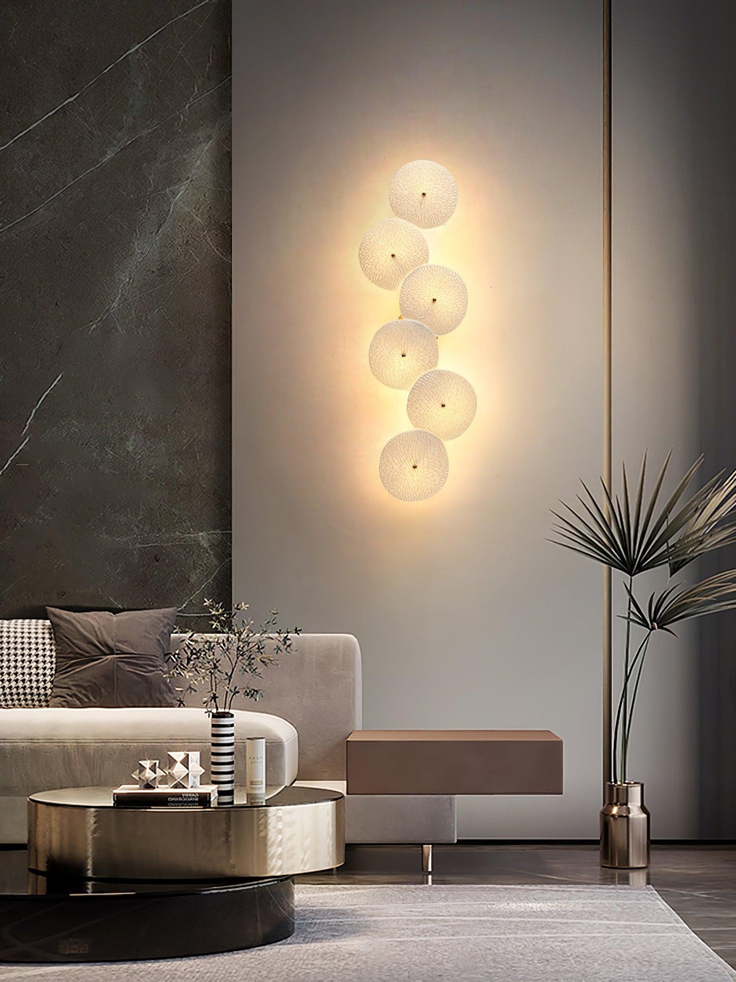 Lotus Petal Wall Lamp | Ceramic & Metal | Gold & White