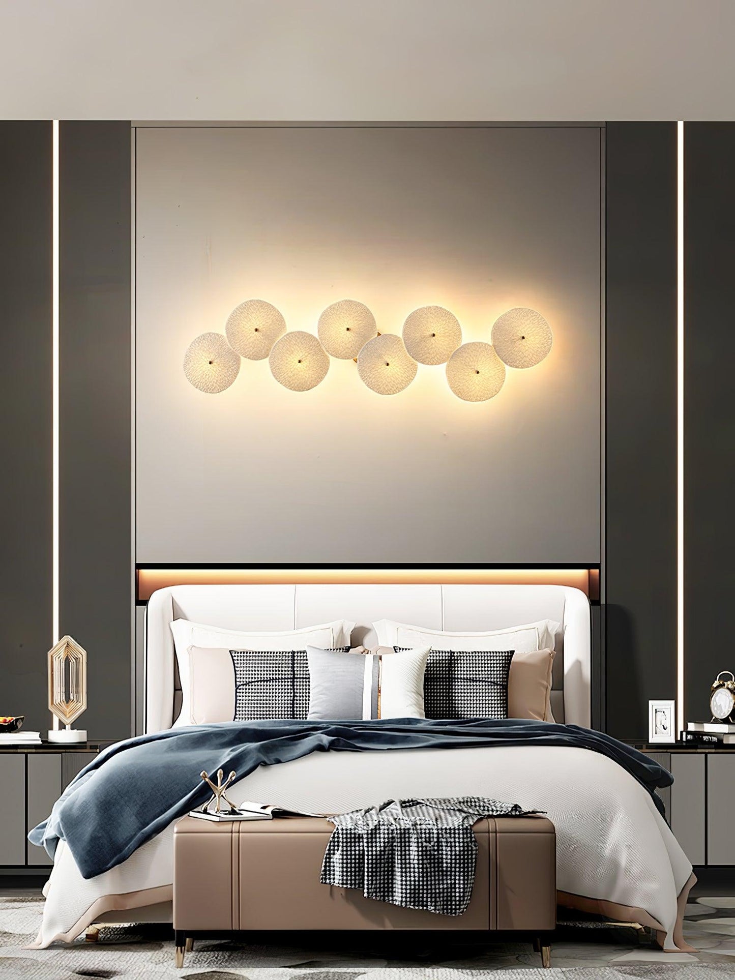 Lotus Petal Wall Lamp | Ceramic & Metal | Gold & White