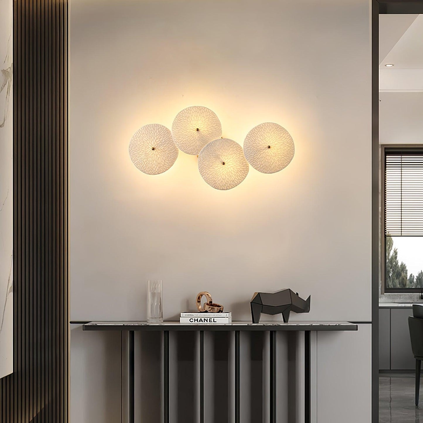 Lotus Petal Wall Lamp | Ceramic & Metal | Gold & White