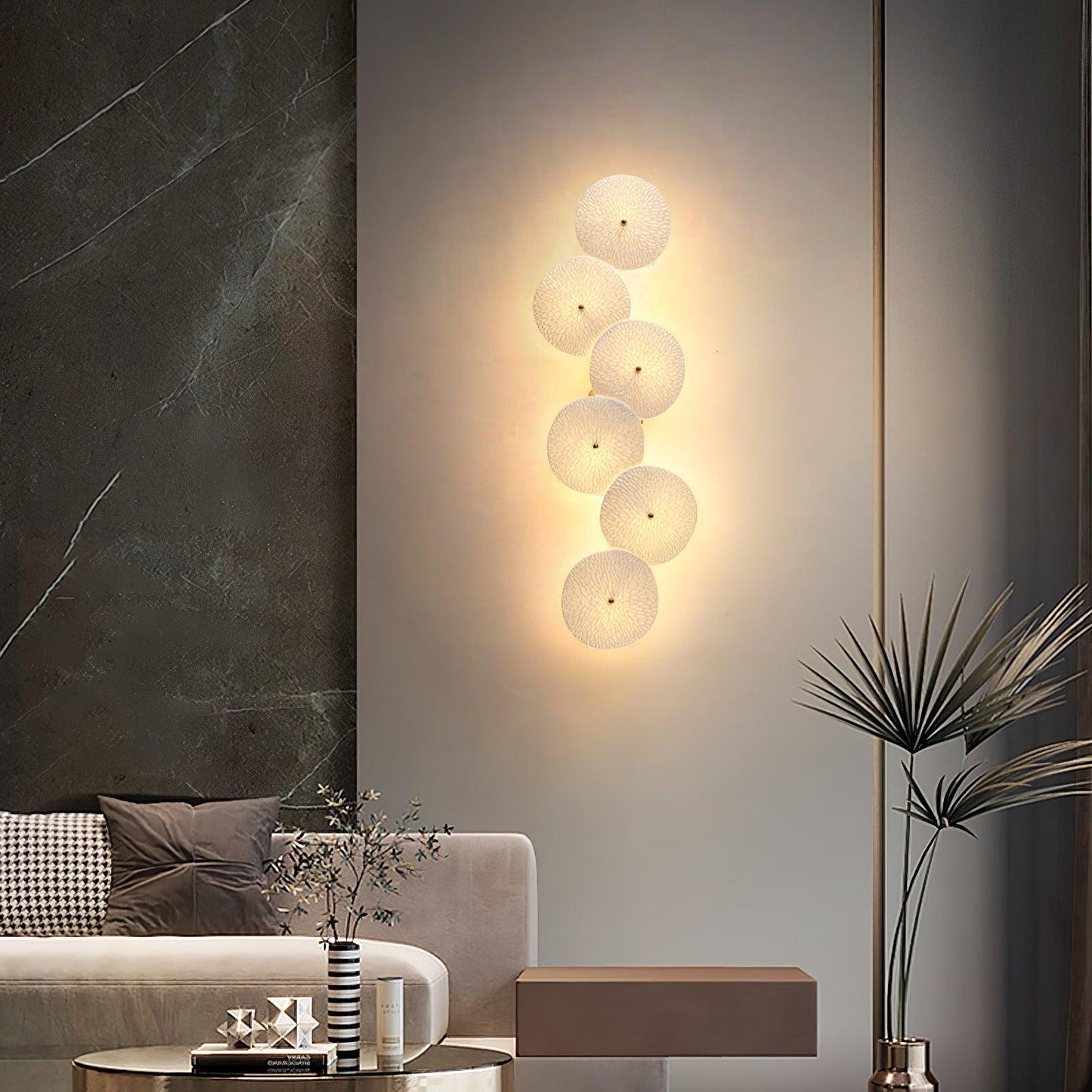 Lotus Petal Wall Lamp | Ceramic & Metal | Gold & White