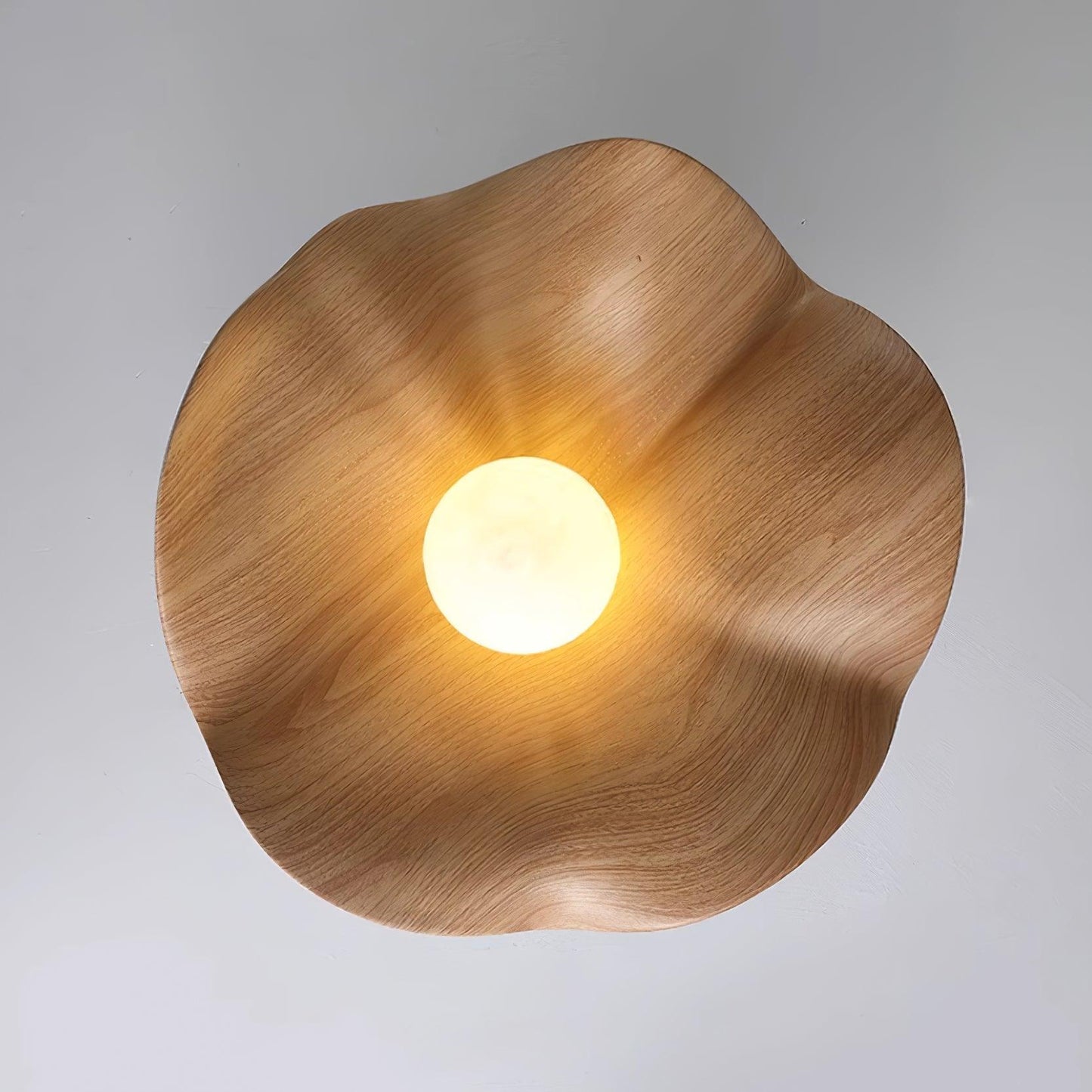 Lotus Leaf Ceiling Lamp | Metal & Resin | White Wood Finish
