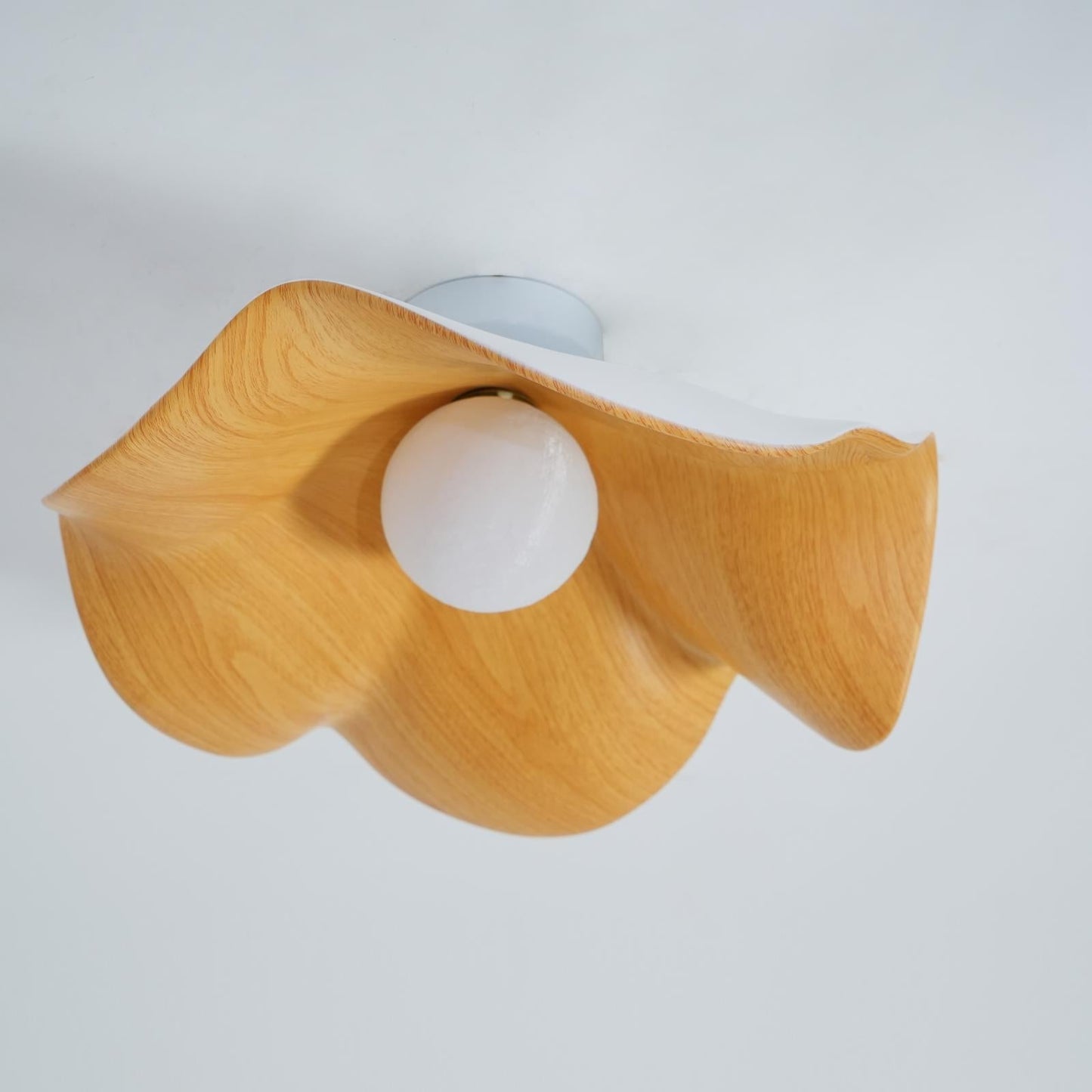Lotus Leaf Ceiling Lamp | Metal & Resin | White Wood Finish
