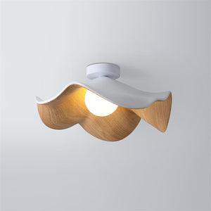 Lotus Leaf Ceiling Lamp | Metal & Resin | White Wood Finish