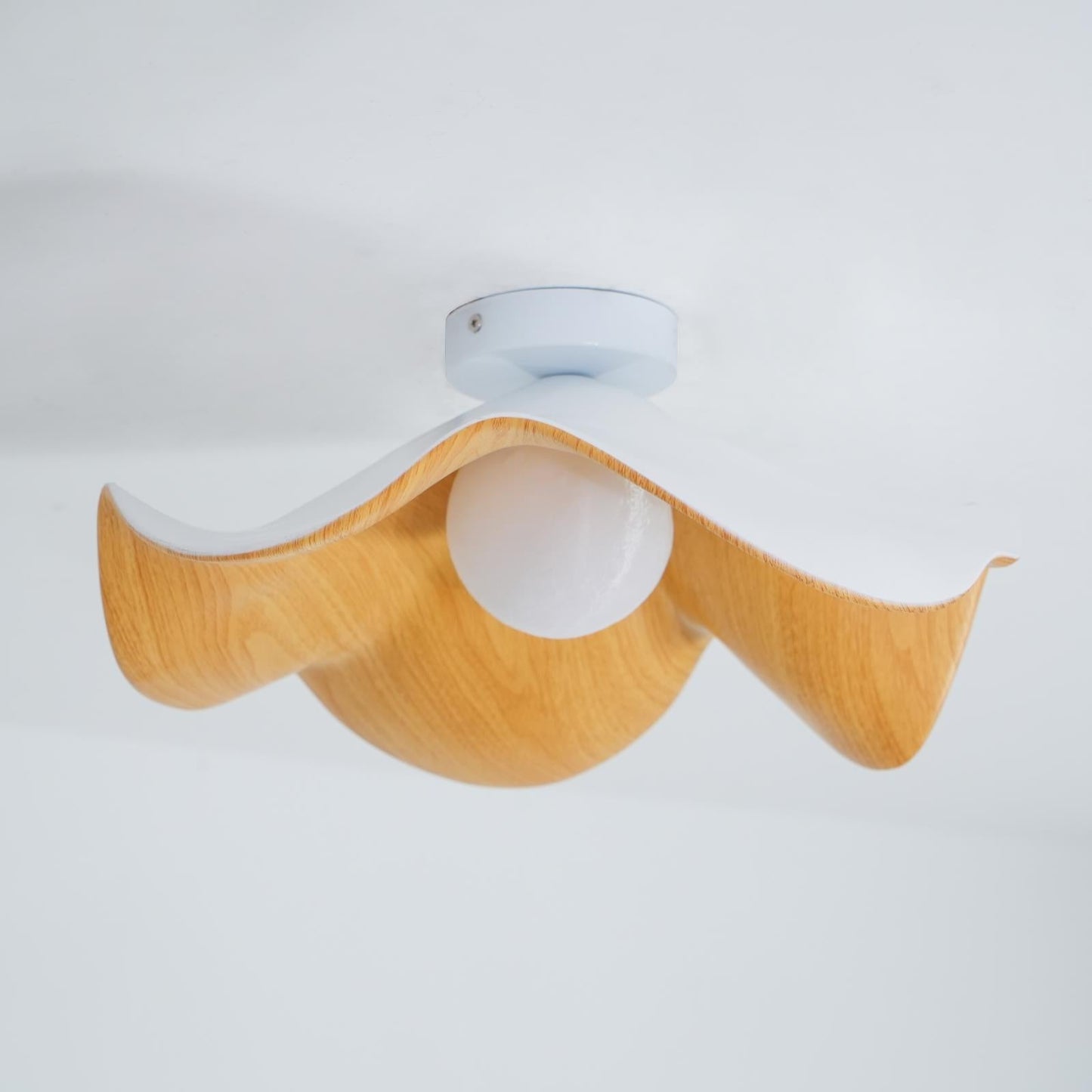 Lotus Leaf Ceiling Lamp | Metal & Resin | White Wood Finish