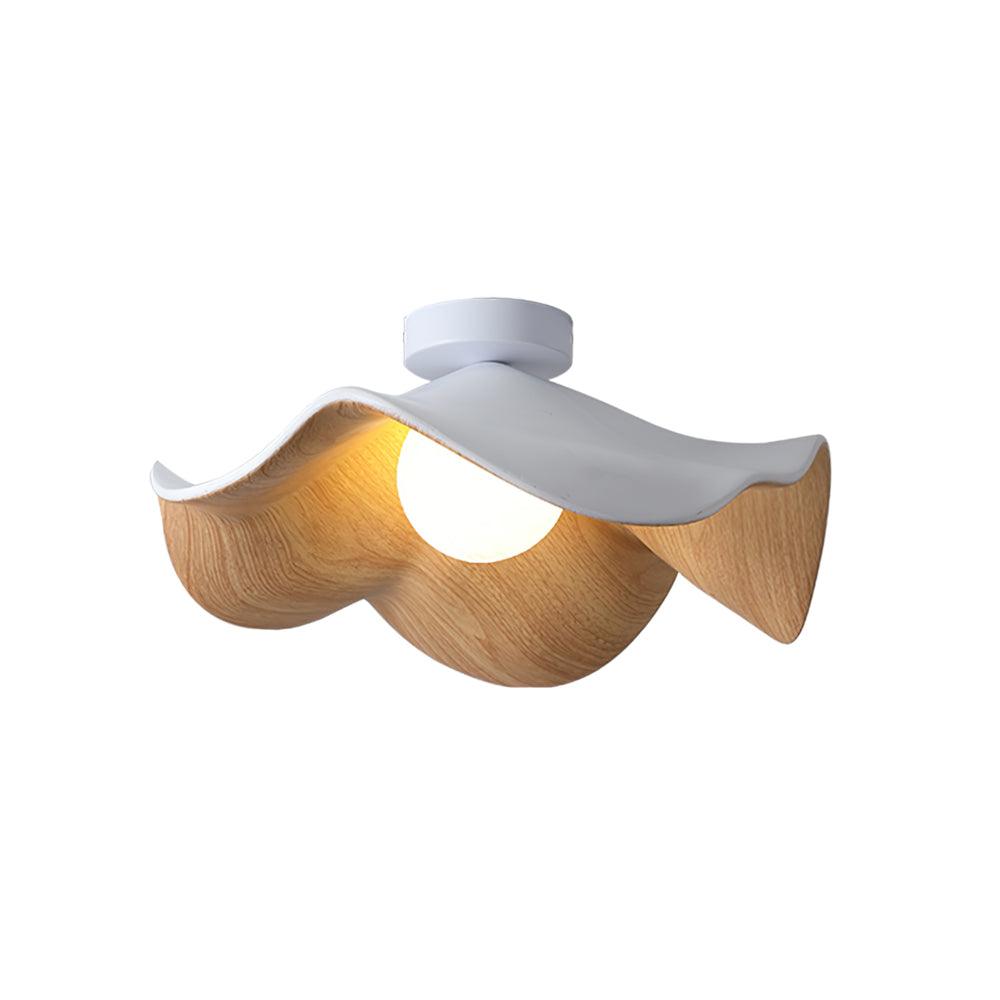 Lotus Leaf Ceiling Lamp | Metal & Resin | White Wood Finish