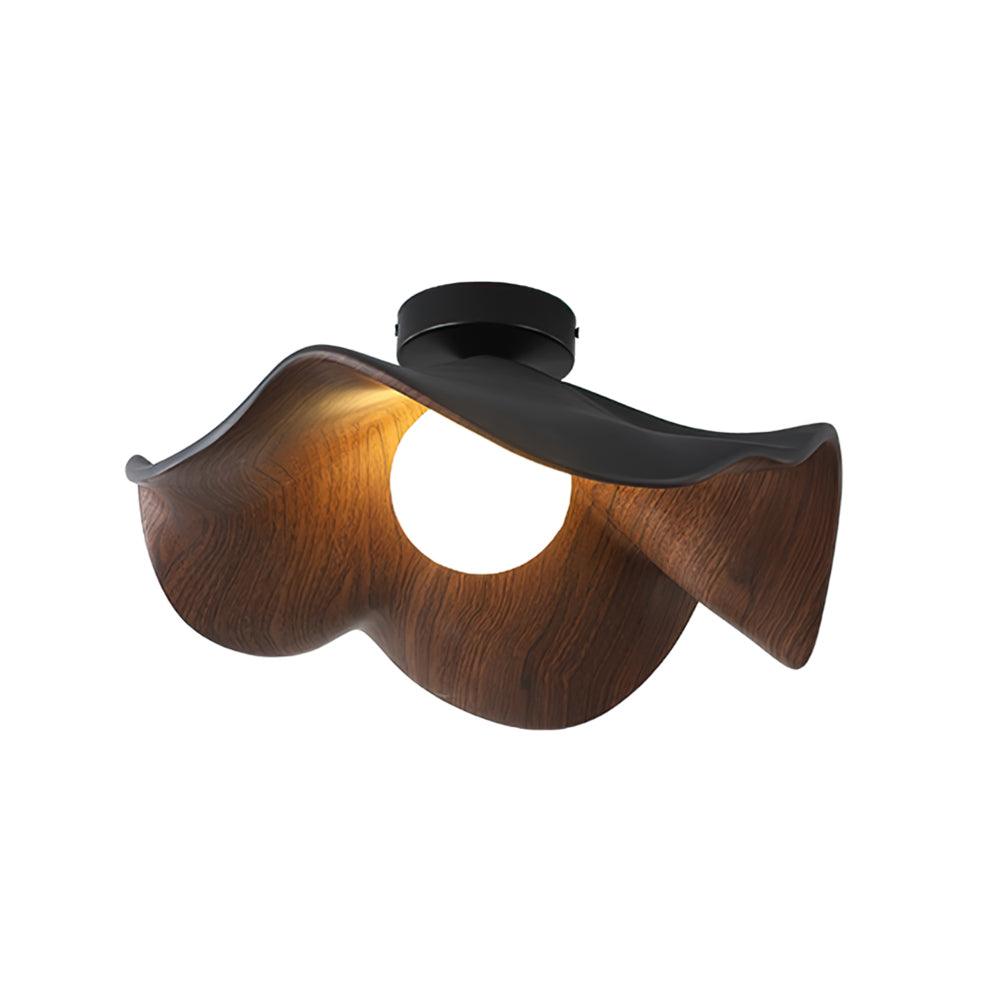 Lotus Leaf Ceiling Lamp | Metal & Resin | White Wood Finish