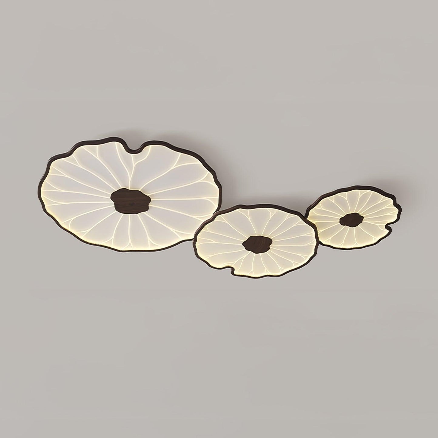 Lotus Leaf Ceiling Lamp | Acrylic | Walnut and Natural Wood