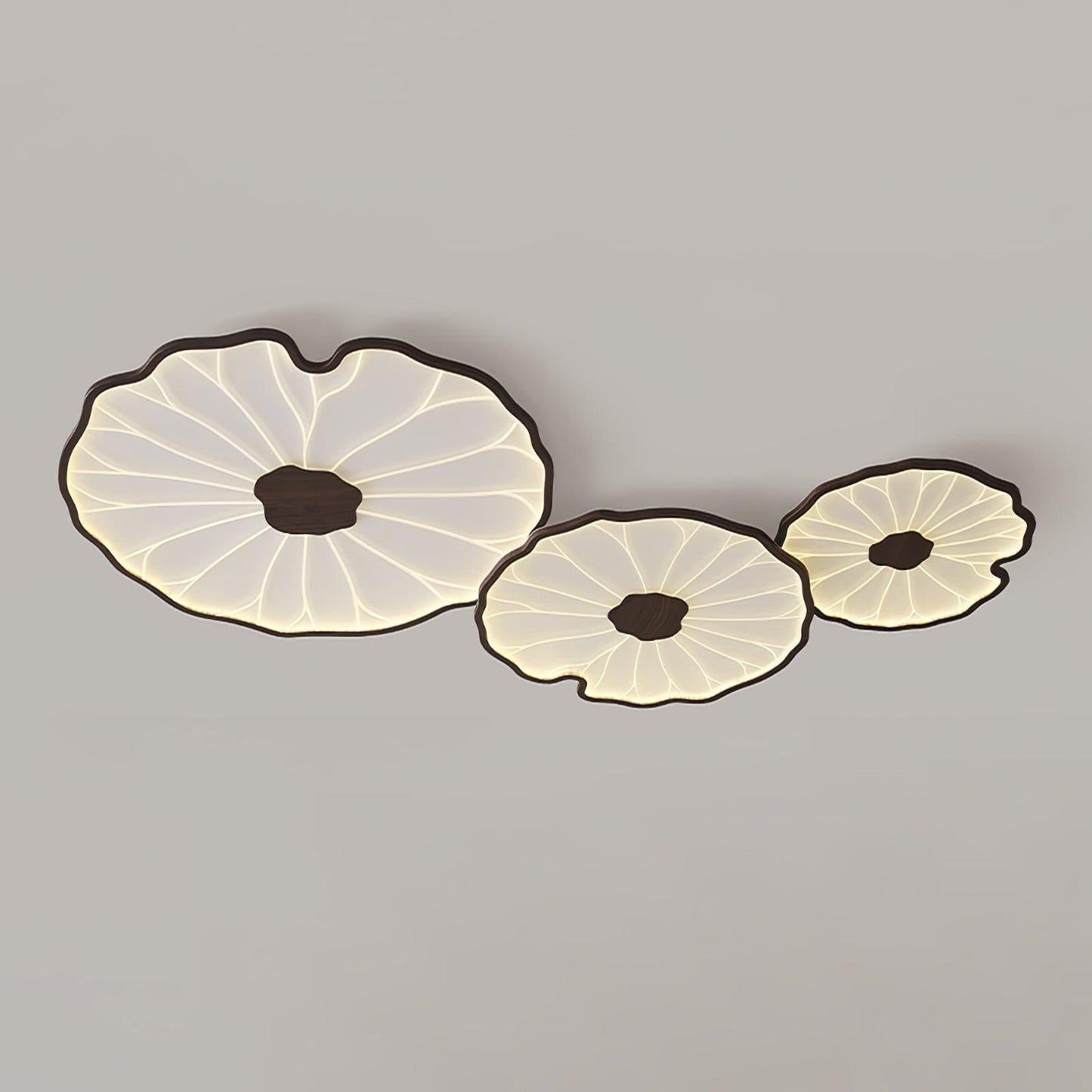 Lotus Leaf Ceiling Lamp | Acrylic | Walnut and Natural Wood