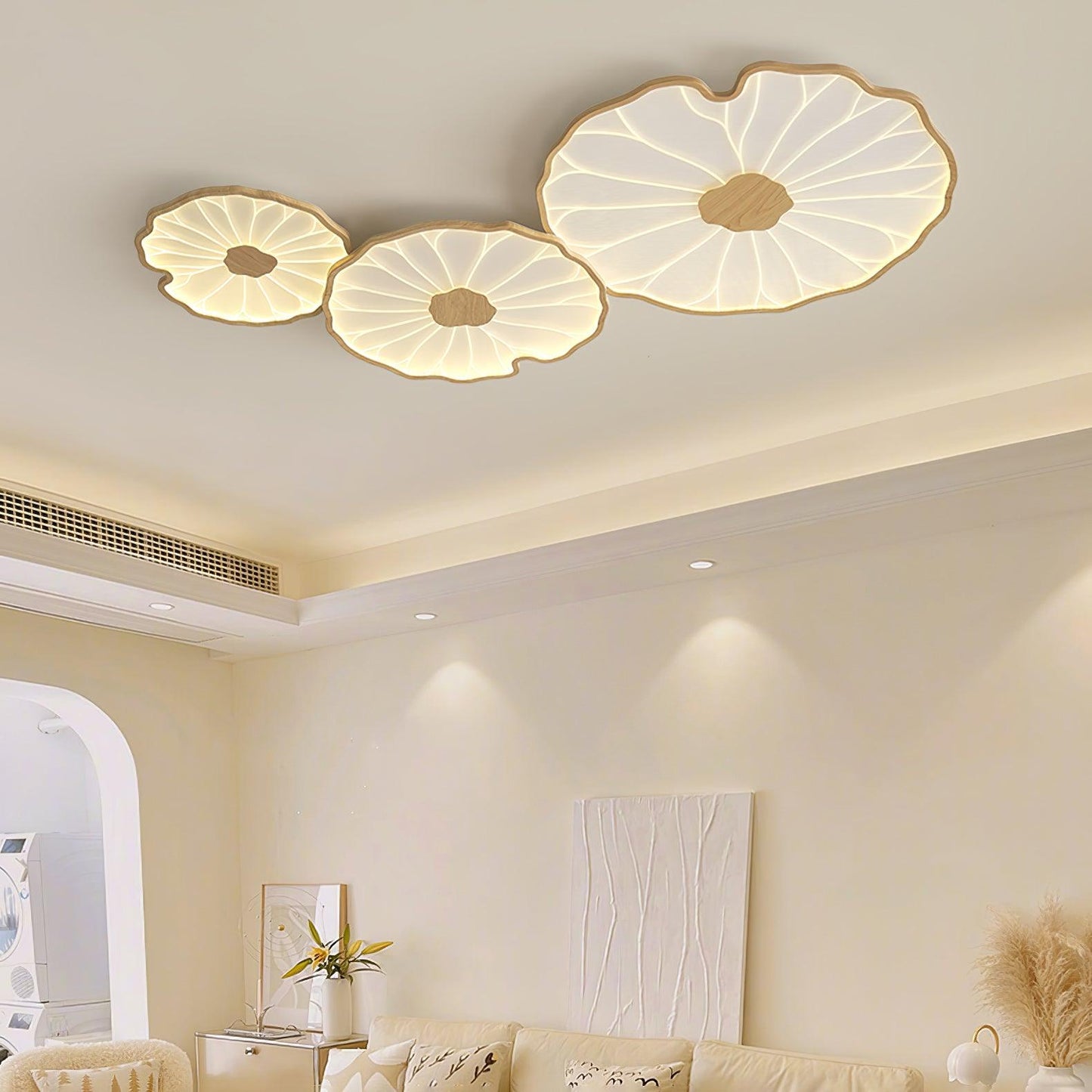 Lotus Leaf Ceiling Lamp | Acrylic | Walnut and Natural Wood