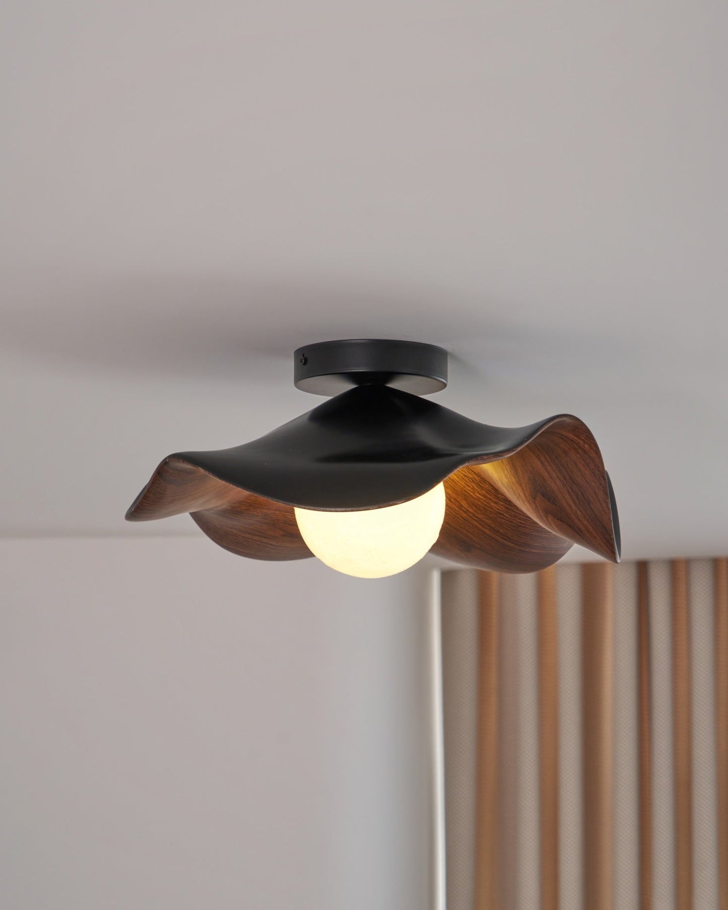 Lotus Leaf Ceiling Lamp | Metal & Resin | White Wood Finish