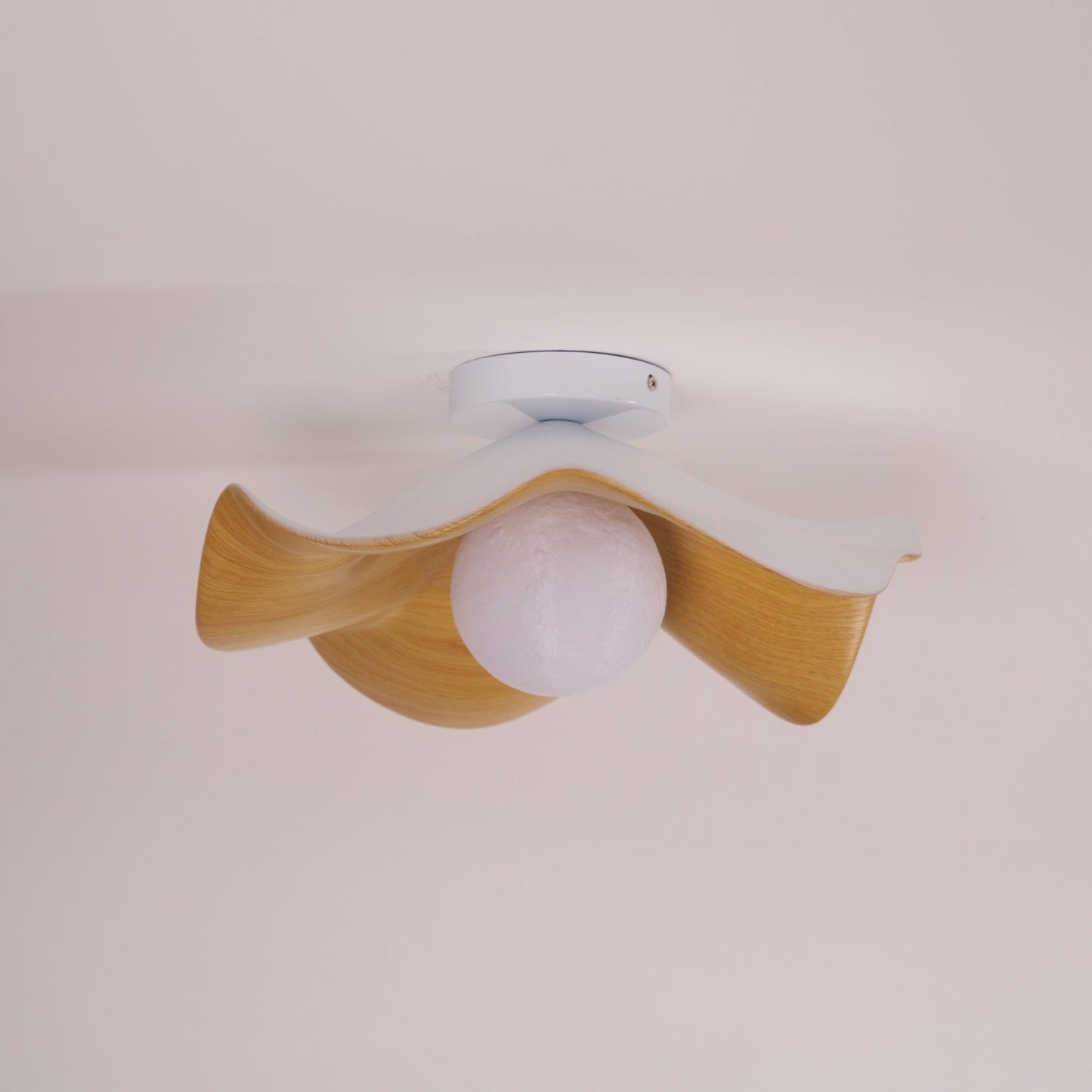 Lotus Leaf Ceiling Lamp | Metal & Resin | White Wood Finish