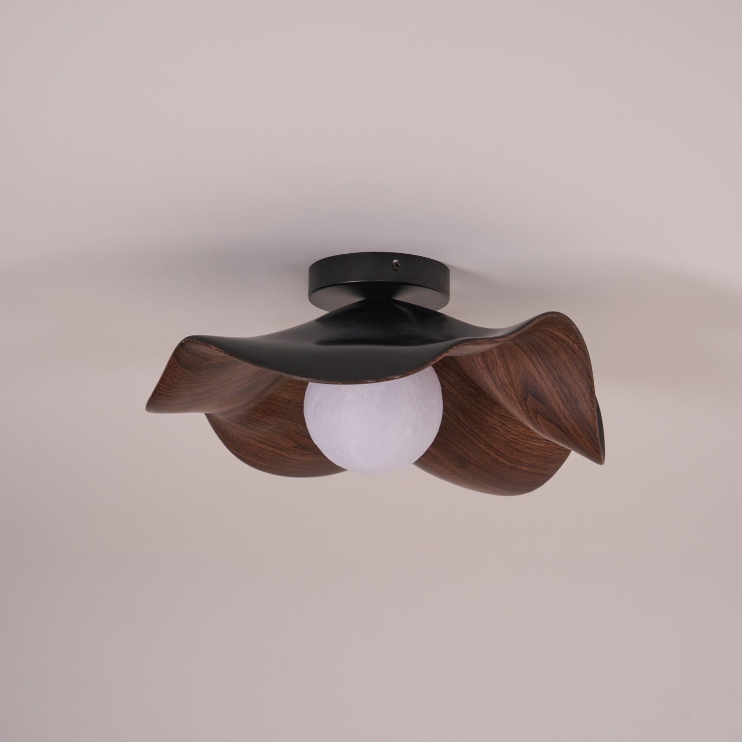 Lotus Leaf Ceiling Lamp | Metal & Resin | White Wood Finish