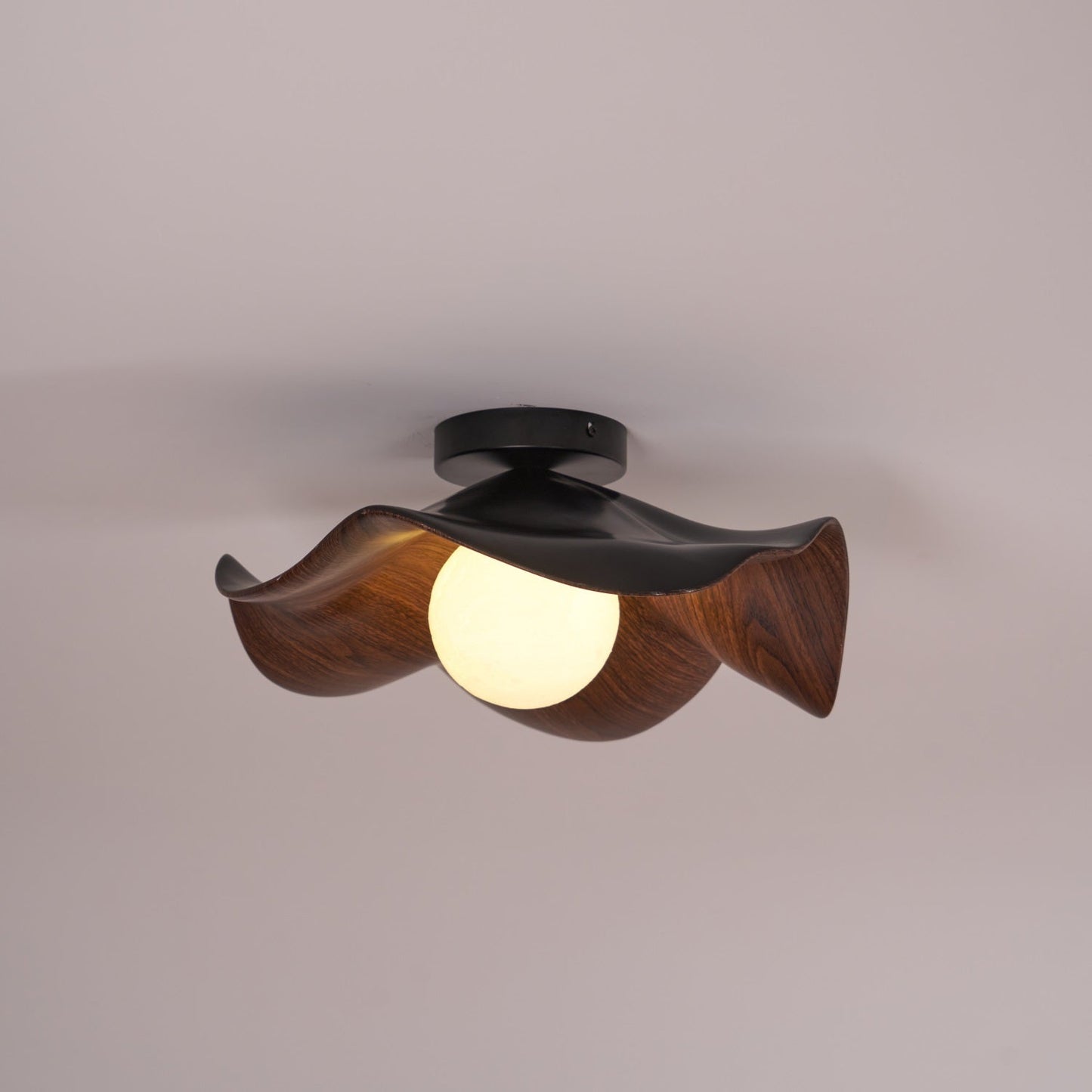 Lotus Leaf Ceiling Lamp | Metal & Resin | White Wood Finish