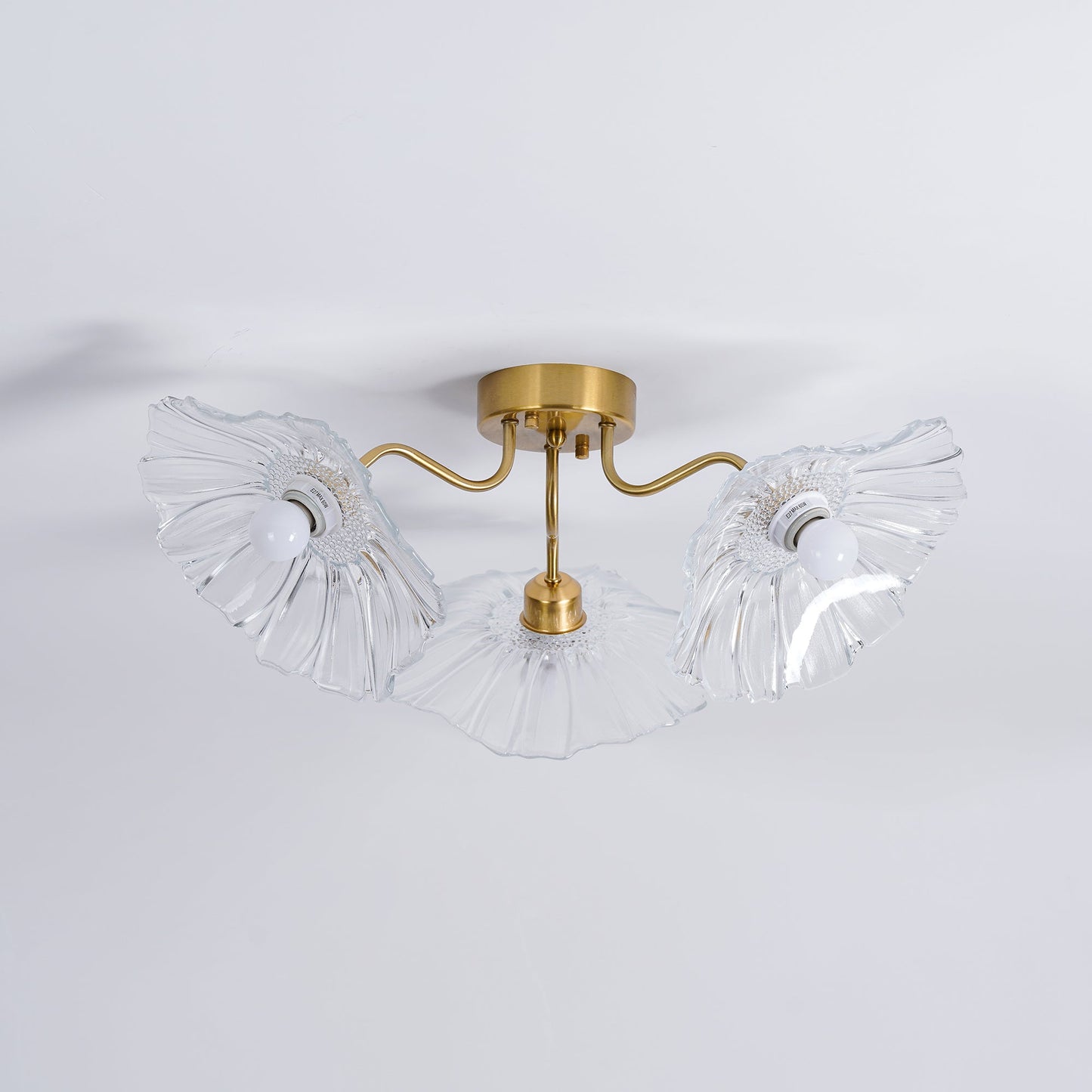 Lotus Leaf Ceiling Lamp | Frosted Glass & Metal | Gold Finish, 3-6 Heads
