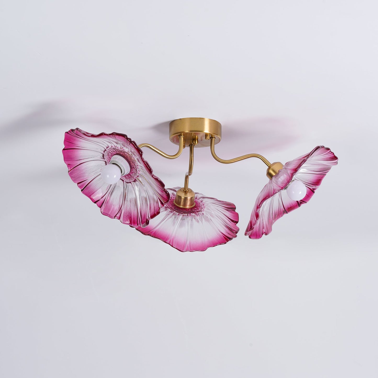 Lotus Leaf Ceiling Lamp | Frosted Glass & Metal | Gold Finish, 3-6 Heads