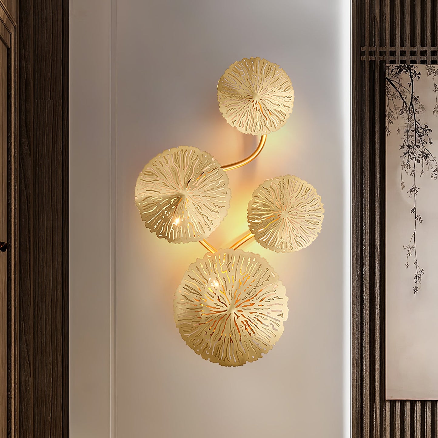 Lotus Leaf Wall Sconce | Brass | Gilded