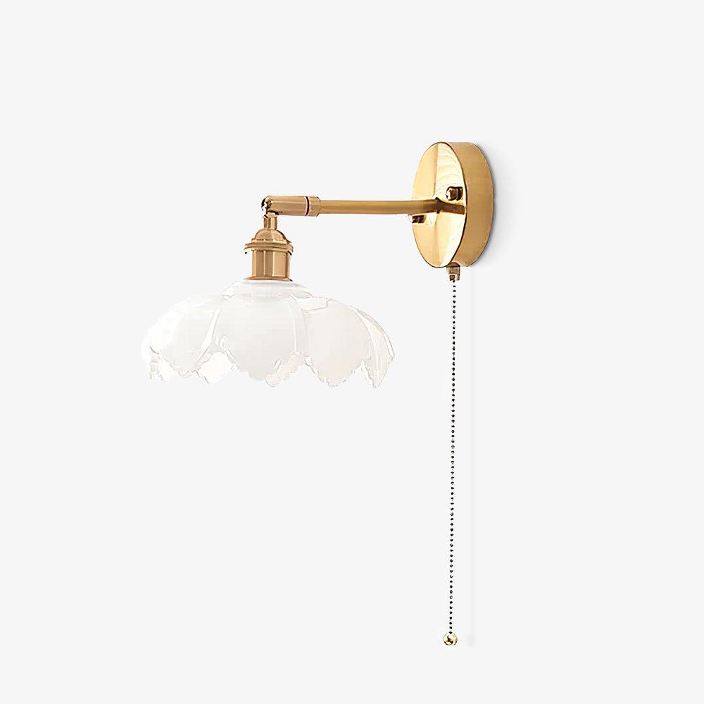 Lotus Rotatable Wall Lamp | Gold Finish | White Glass Shade