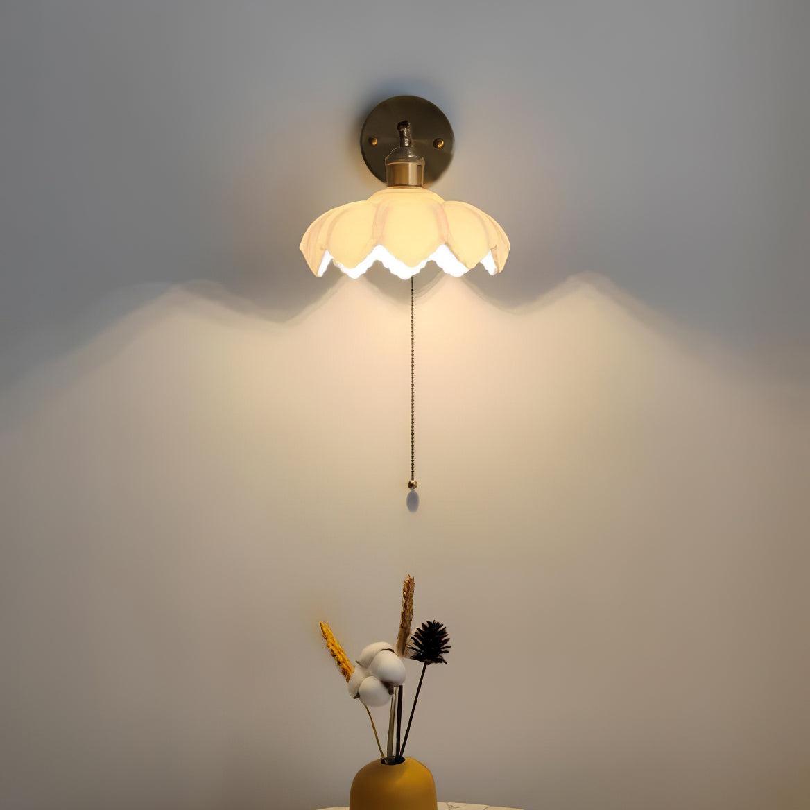 Lotus Rotatable Wall Lamp | Gold Finish | White Glass Shade