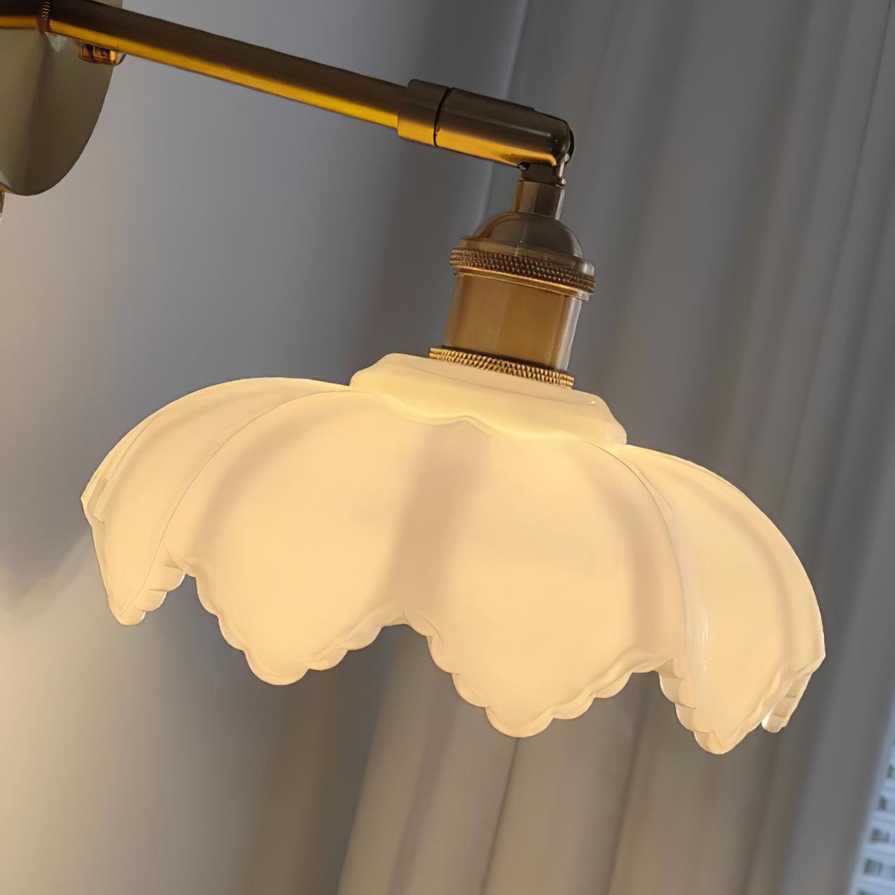 Lotus Rotatable Wall Lamp | Gold Finish | White Glass Shade