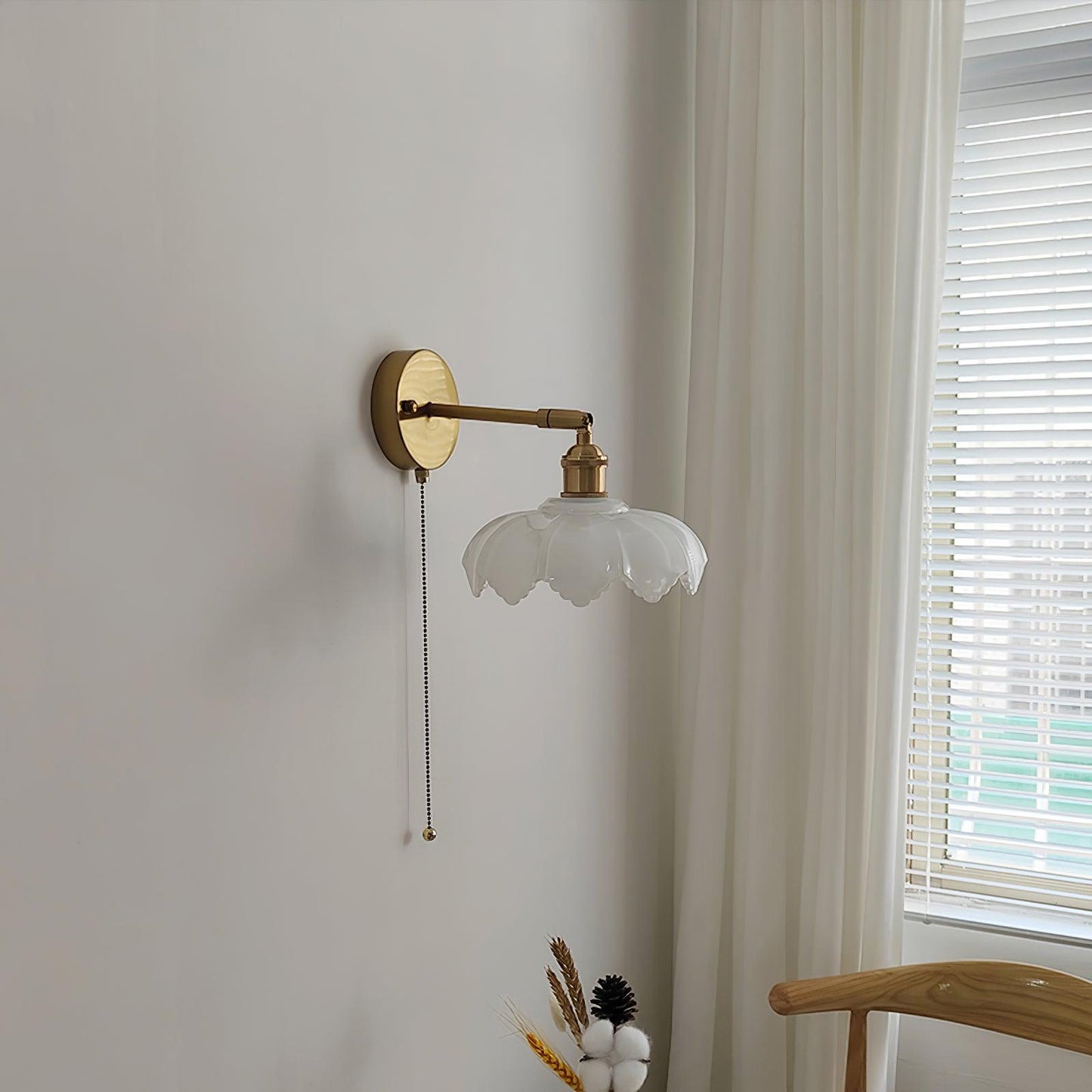 Lotus Rotatable Wall Lamp | Gold Finish | White Glass Shade