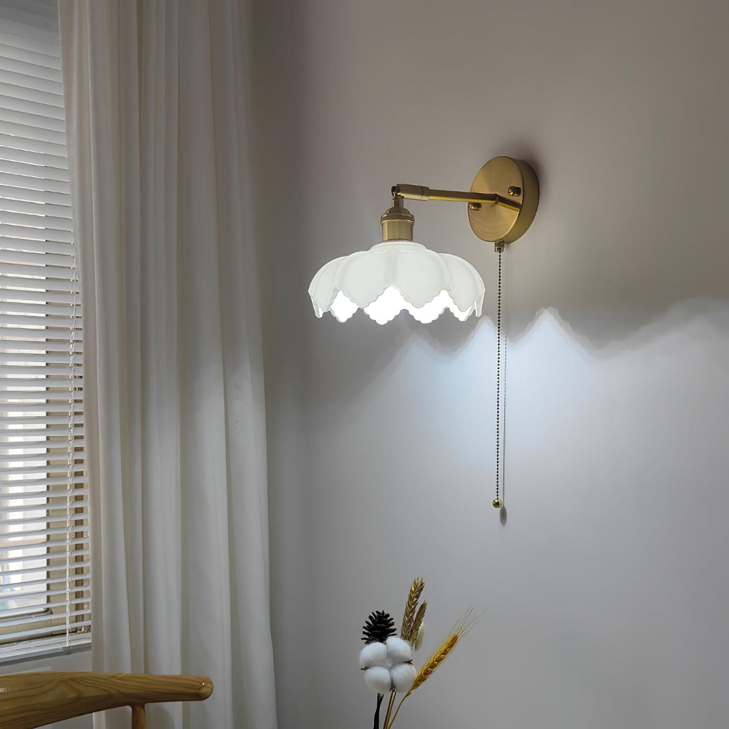 Lotus Rotatable Wall Lamp | Gold Finish | White Glass Shade