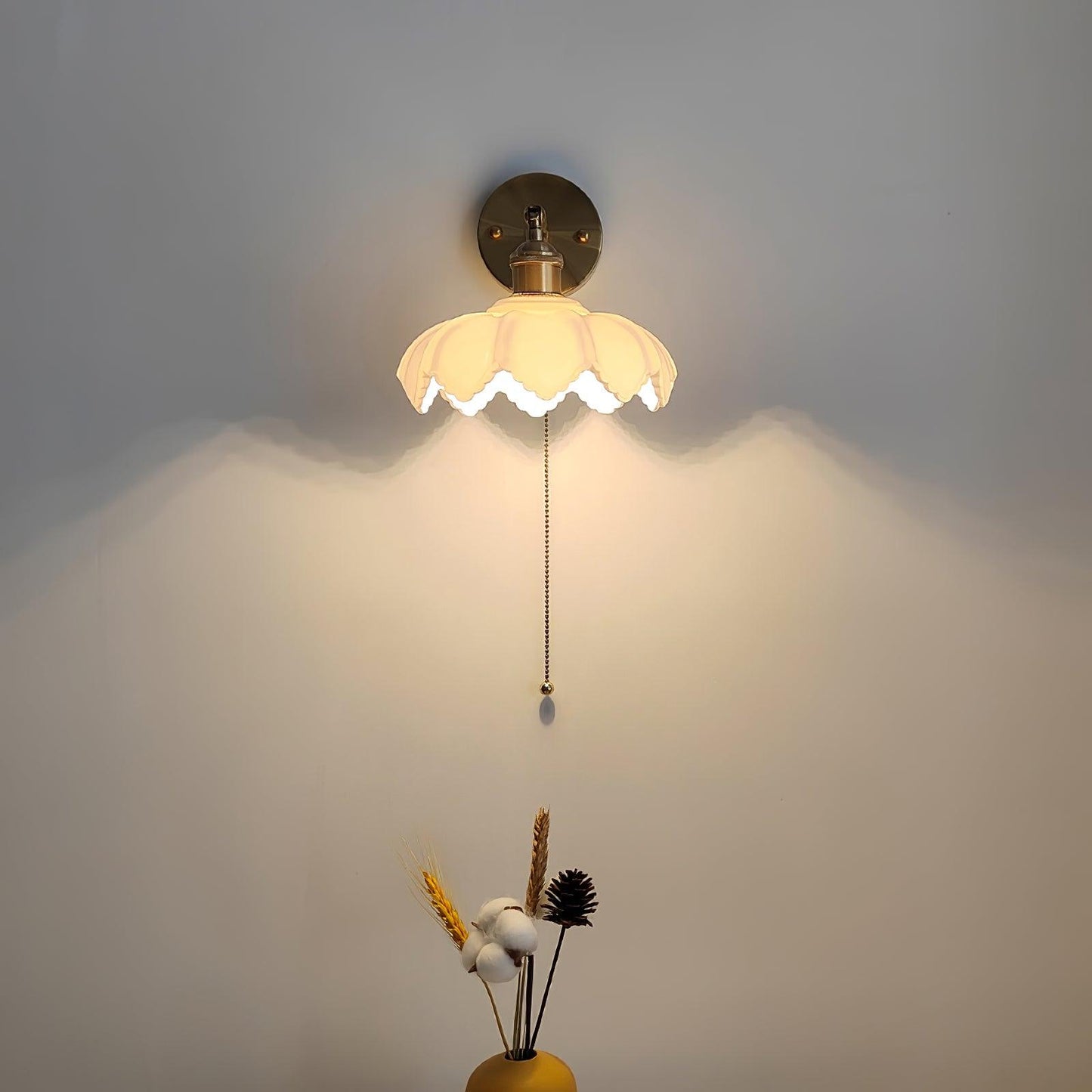 Lotus Rotatable Wall Lamp | Gold Finish | White Glass Shade