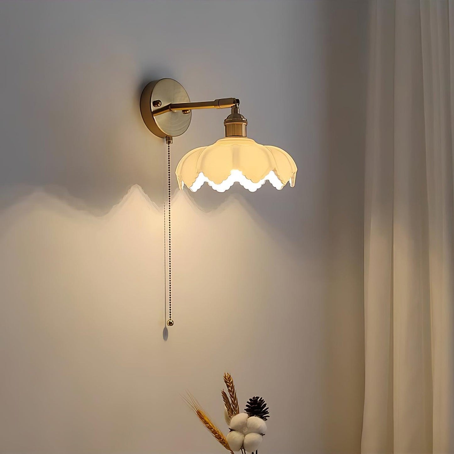 Lotus Rotatable Wall Lamp | Gold Finish | White Glass Shade