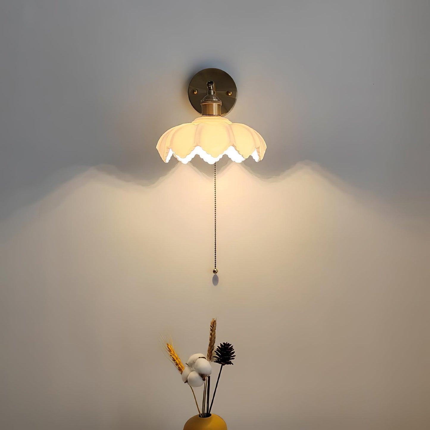 Lotus Rotatable Wall Lamp | Gold Finish | White Glass Shade