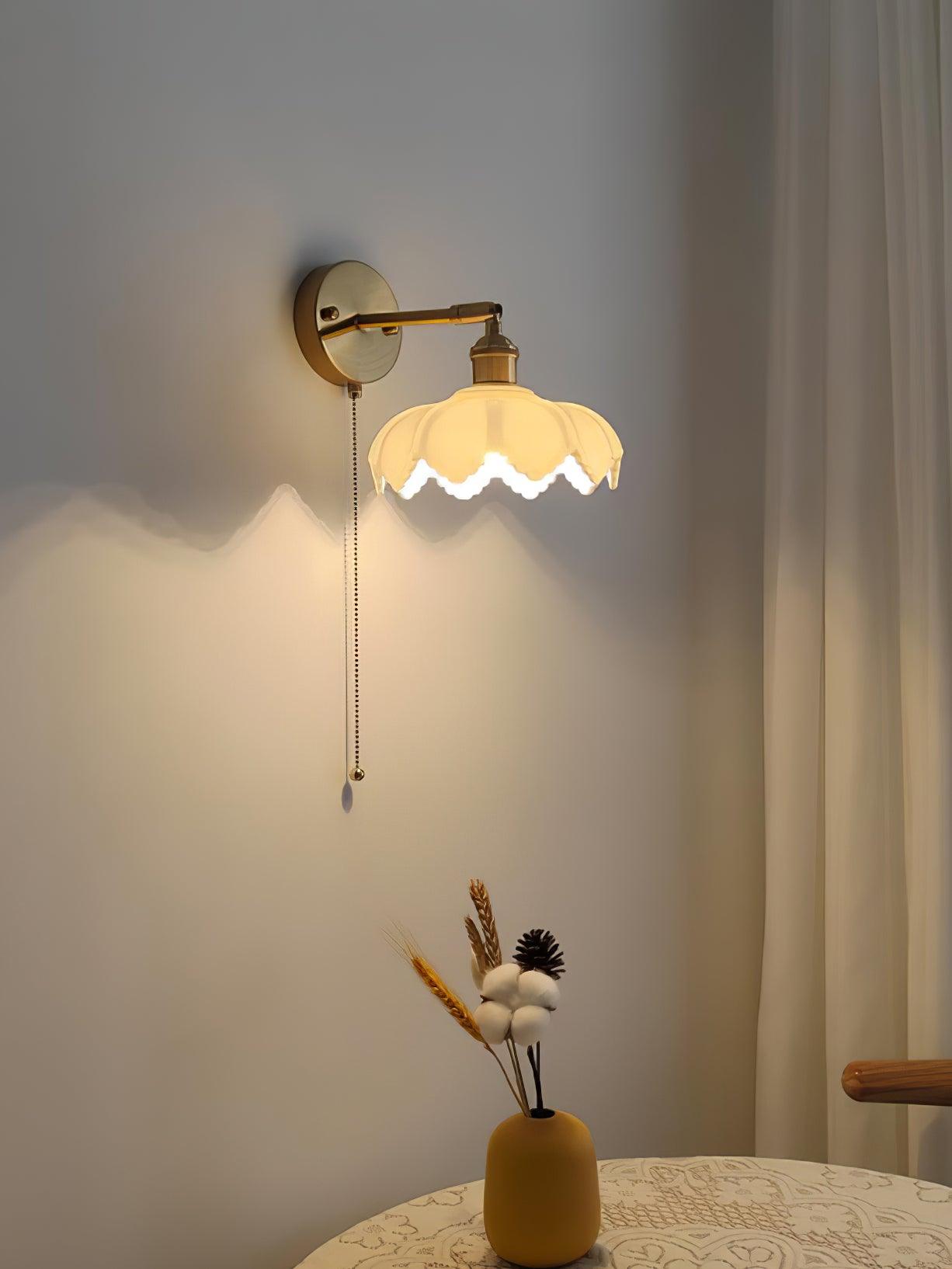 Lotus Rotatable Wall Lamp | Gold Finish | White Glass Shade
