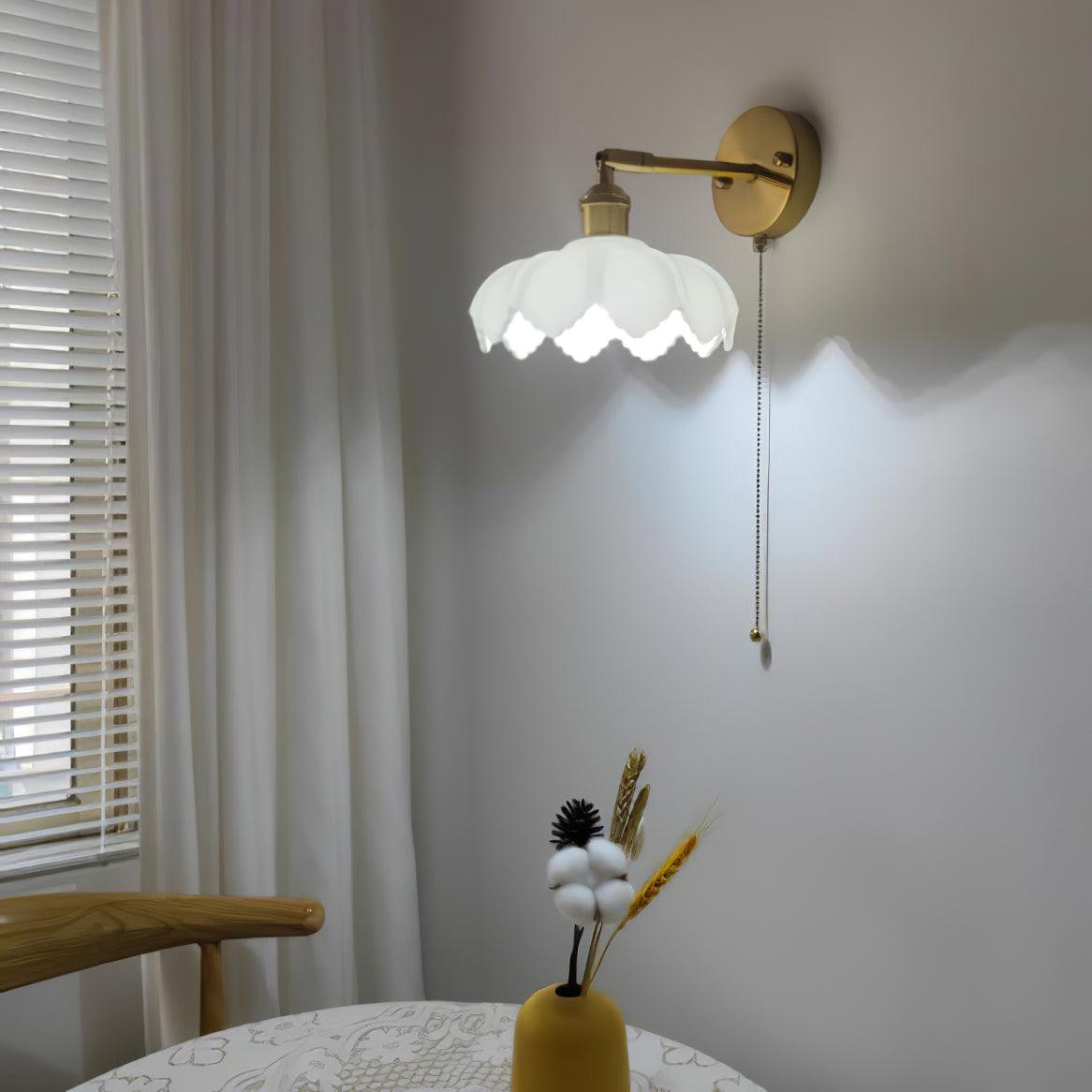 Lotus Rotatable Wall Lamp | Gold Finish | White Glass Shade