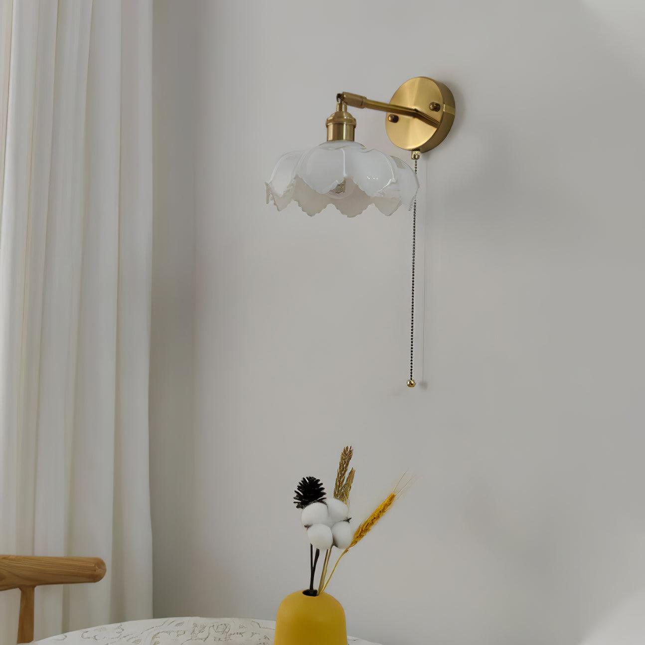 Lotus Rotatable Wall Lamp | Gold Finish | White Glass Shade