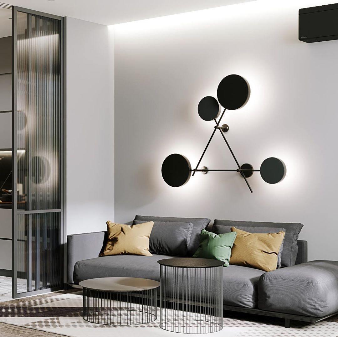 Lride Wall Lamp | Metal, Iron, Acrylic | Black, Gray + Black
