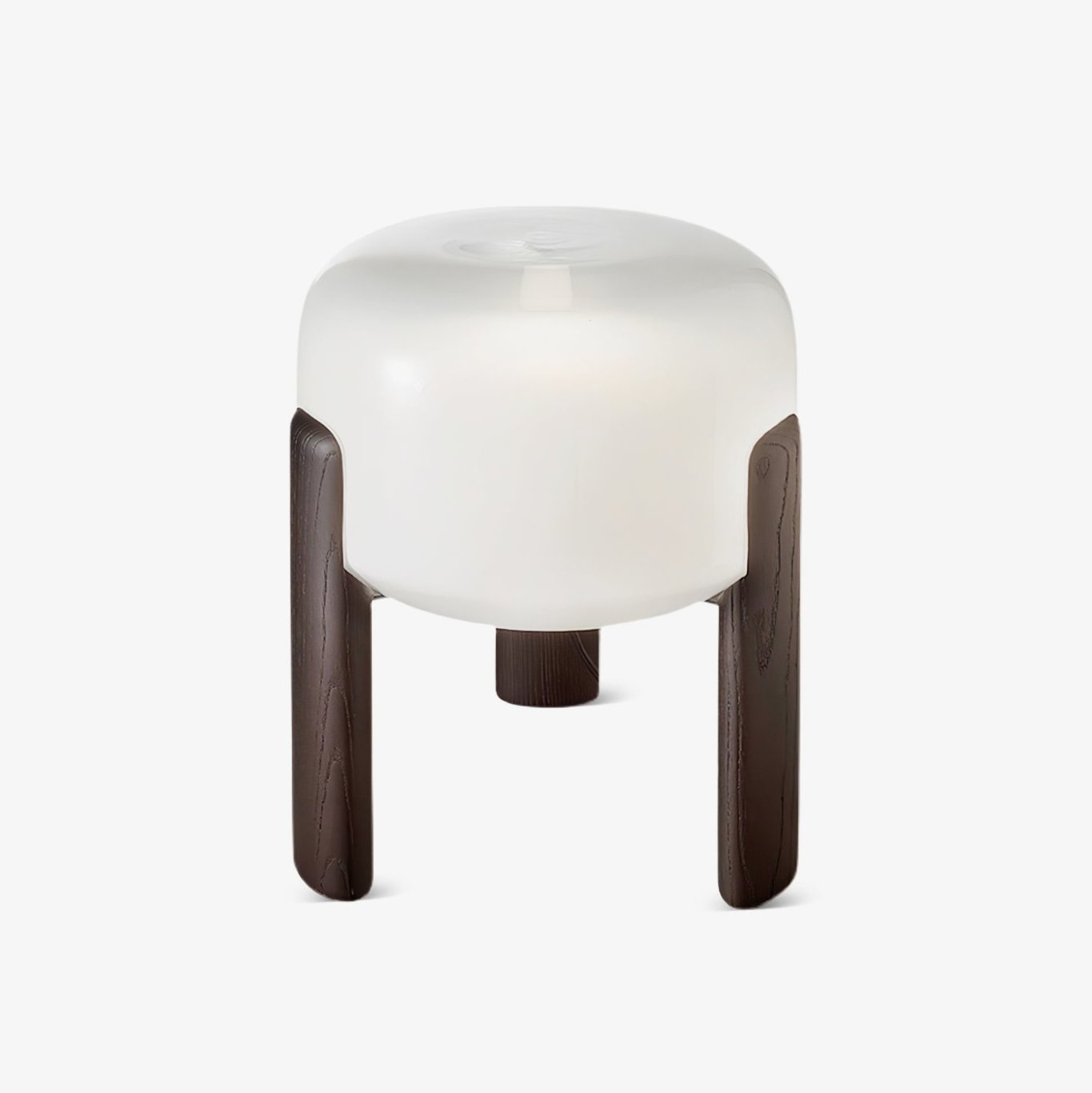 Luca Orb Table Lamp | Frosted Glass & Wood | Dark Walnut