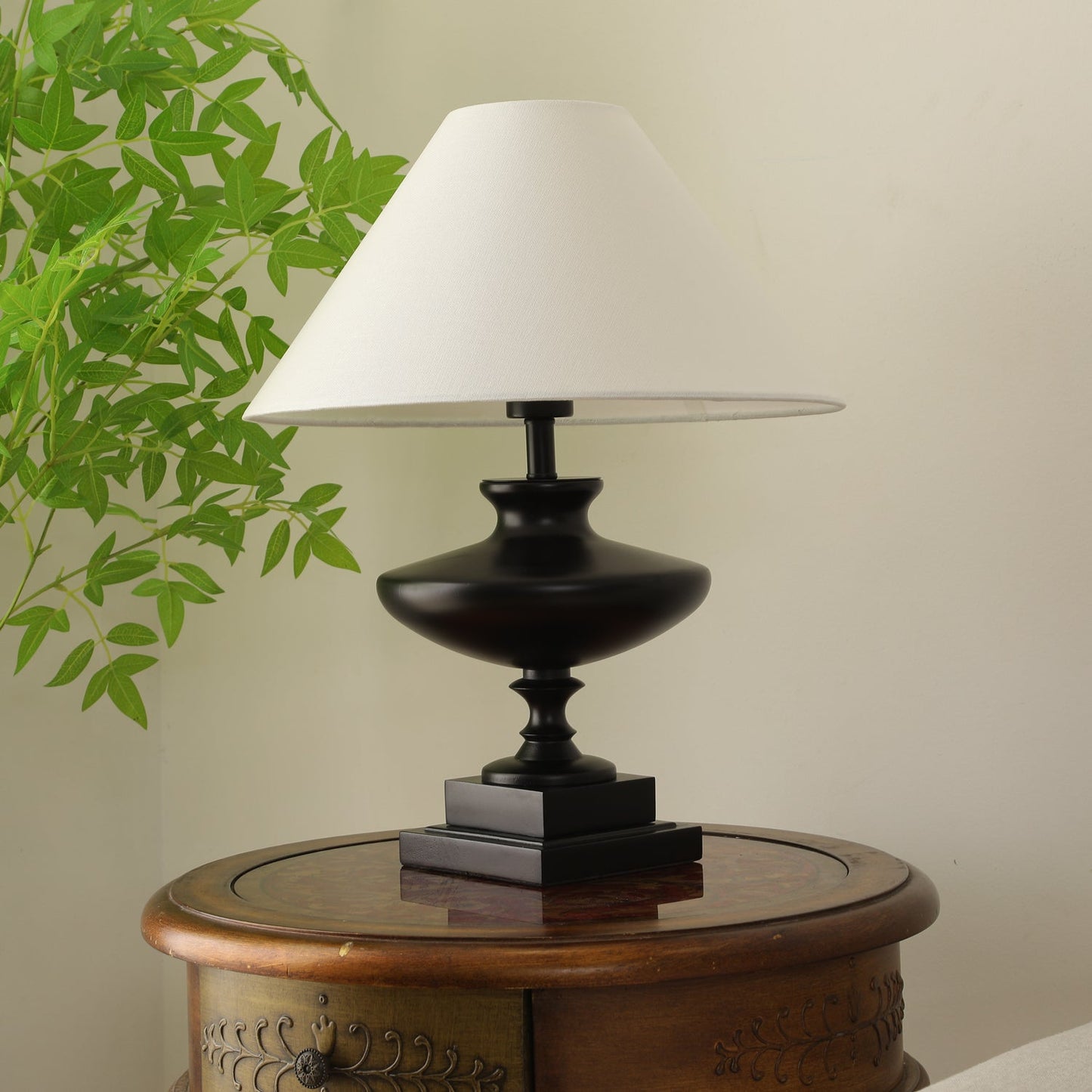 Lucas Luminary Table Lamp | Wood, Fabric, Metal | Walnut, Black, White