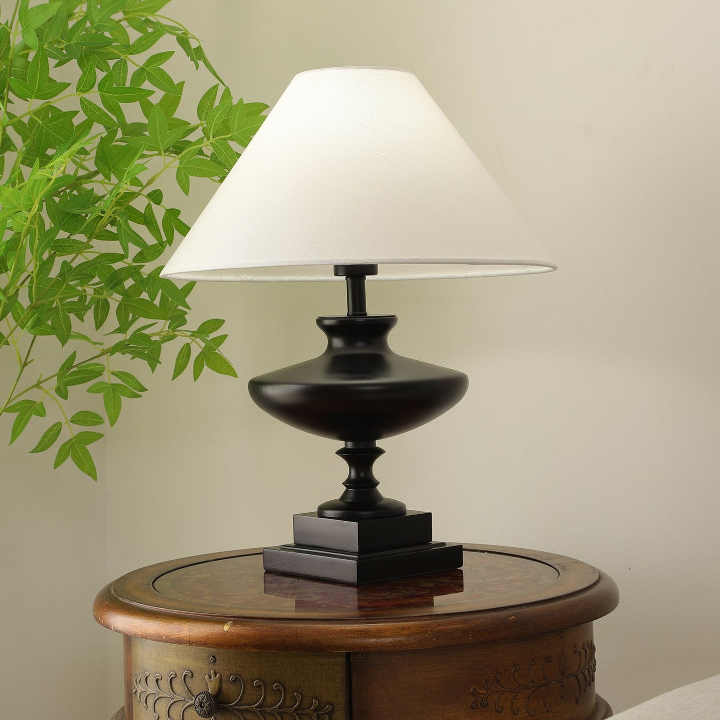 Lucas Luminary Table Lamp | Wood, Fabric, Metal | Walnut, Black, White