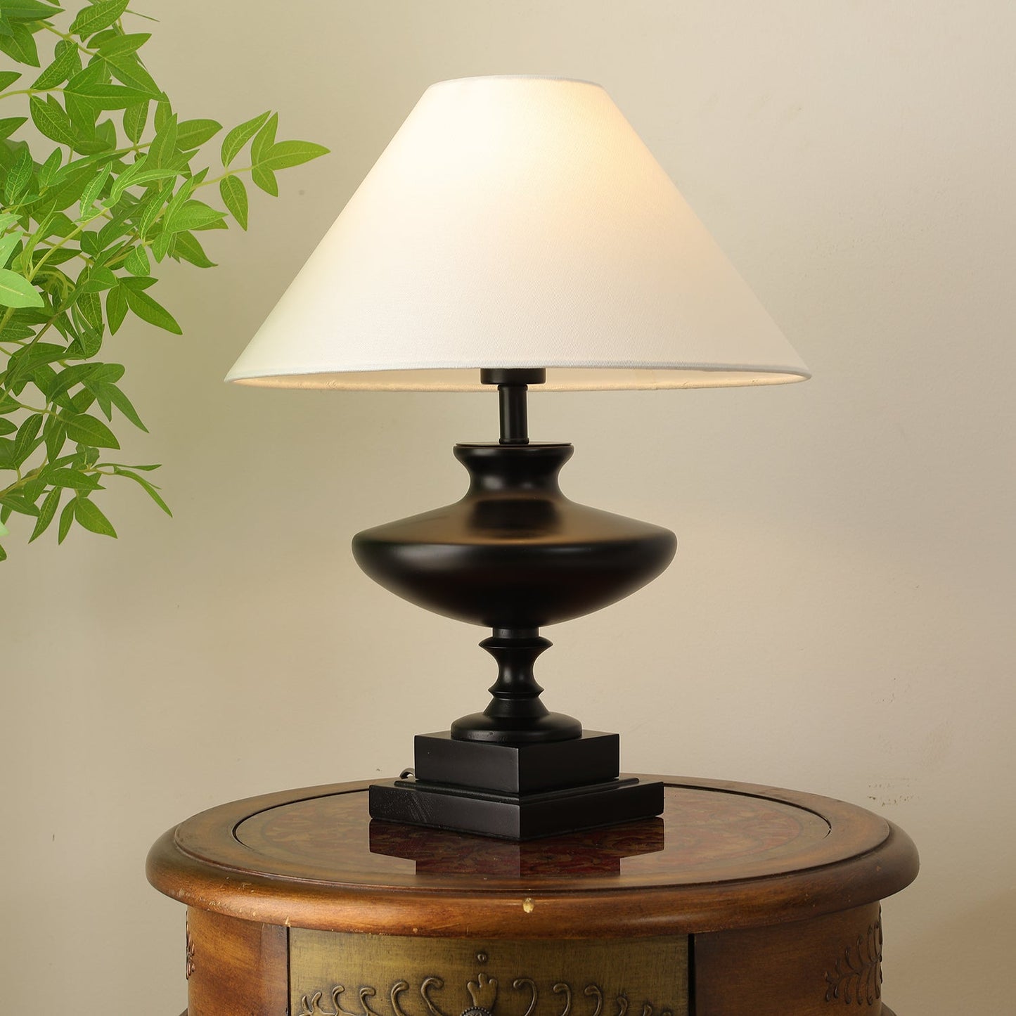Lucas Luminary Table Lamp | Wood, Fabric, Metal | Walnut, Black, White