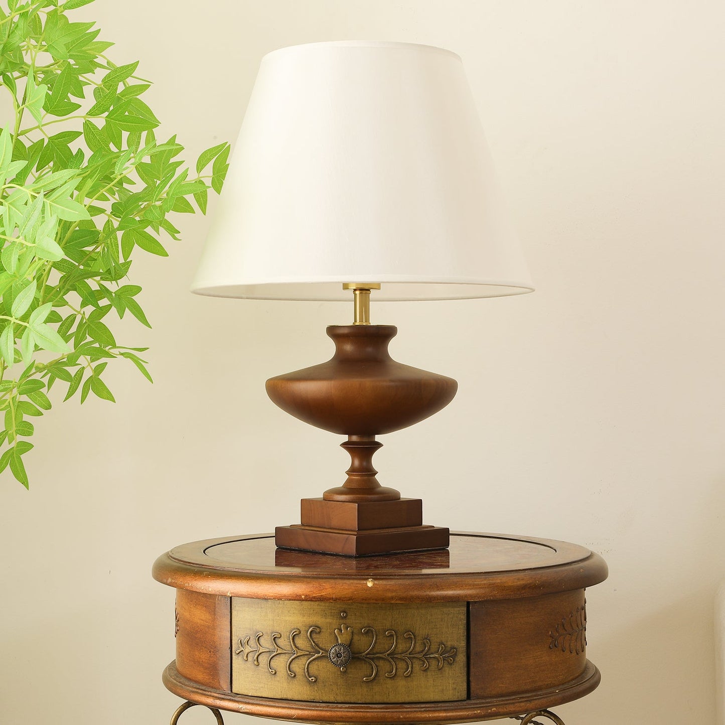 Lucas Luminary Table Lamp | Wood, Fabric, Metal | Walnut, Black, White