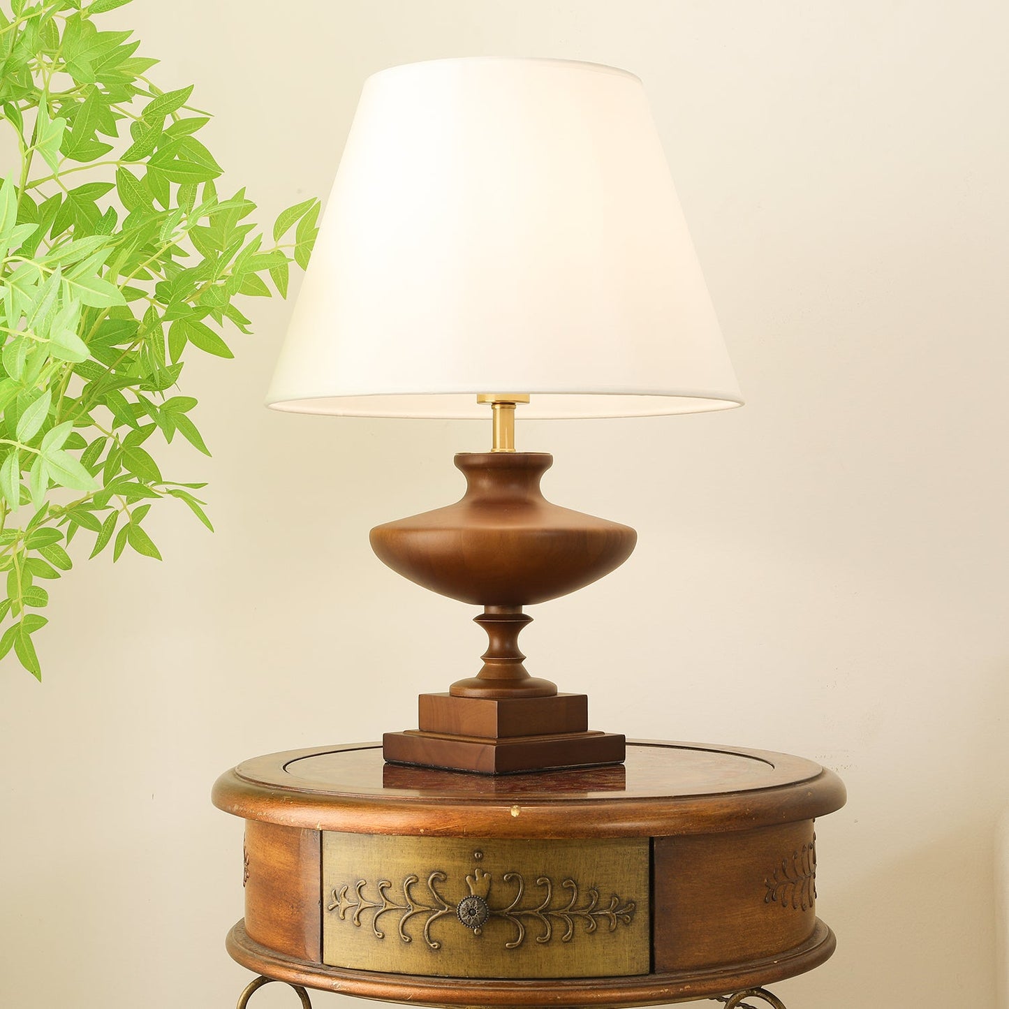 Lucas Luminary Table Lamp | Wood, Fabric, Metal | Walnut, Black, White
