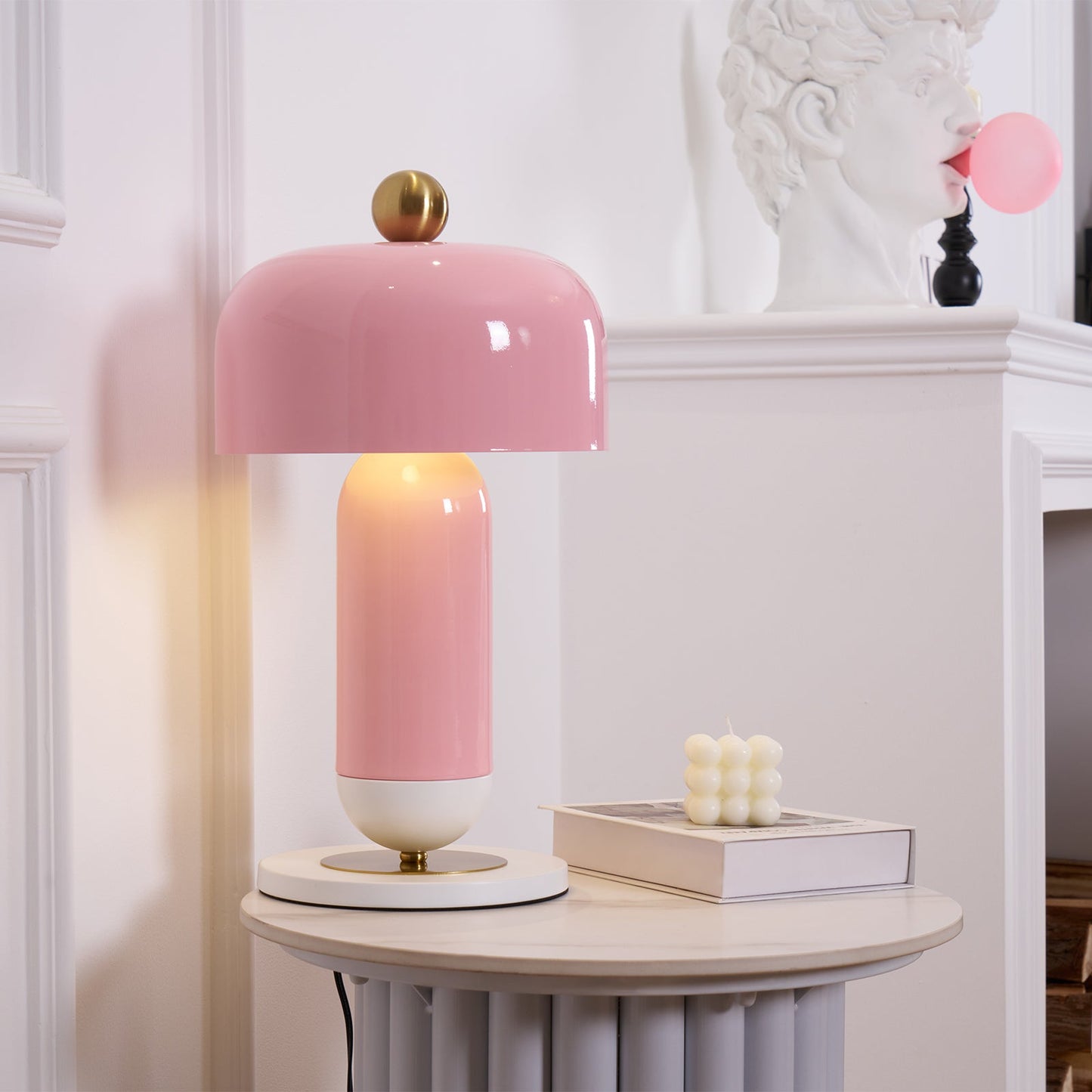 Lulu Table Lamp | Metal | White, Gold, Pink