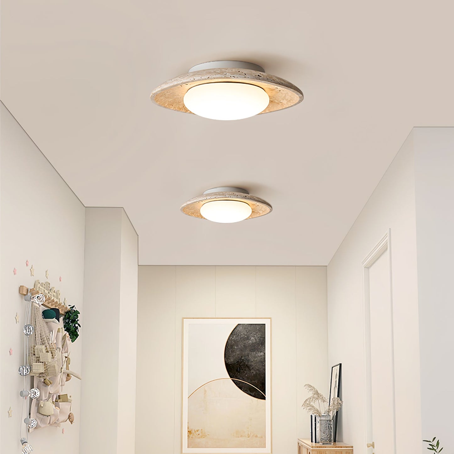 Luma Ceiling Light | Travertine Stone | Yellow