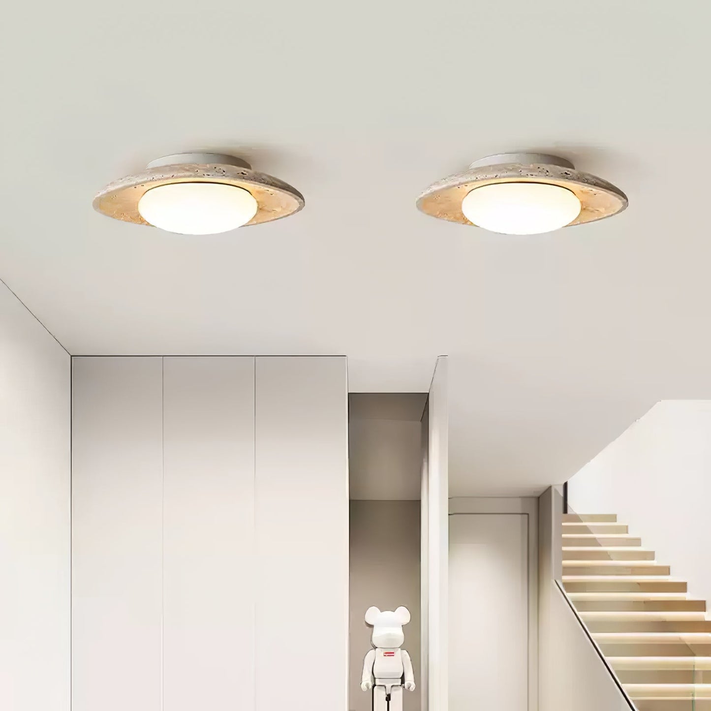 Luma Ceiling Light | Travertine Stone | Yellow