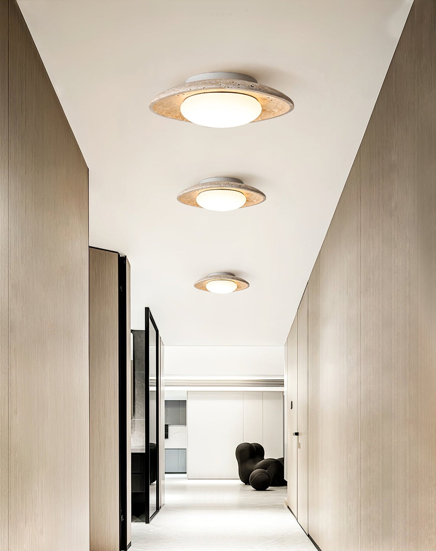 Luma Ceiling Light | Travertine Stone | Yellow