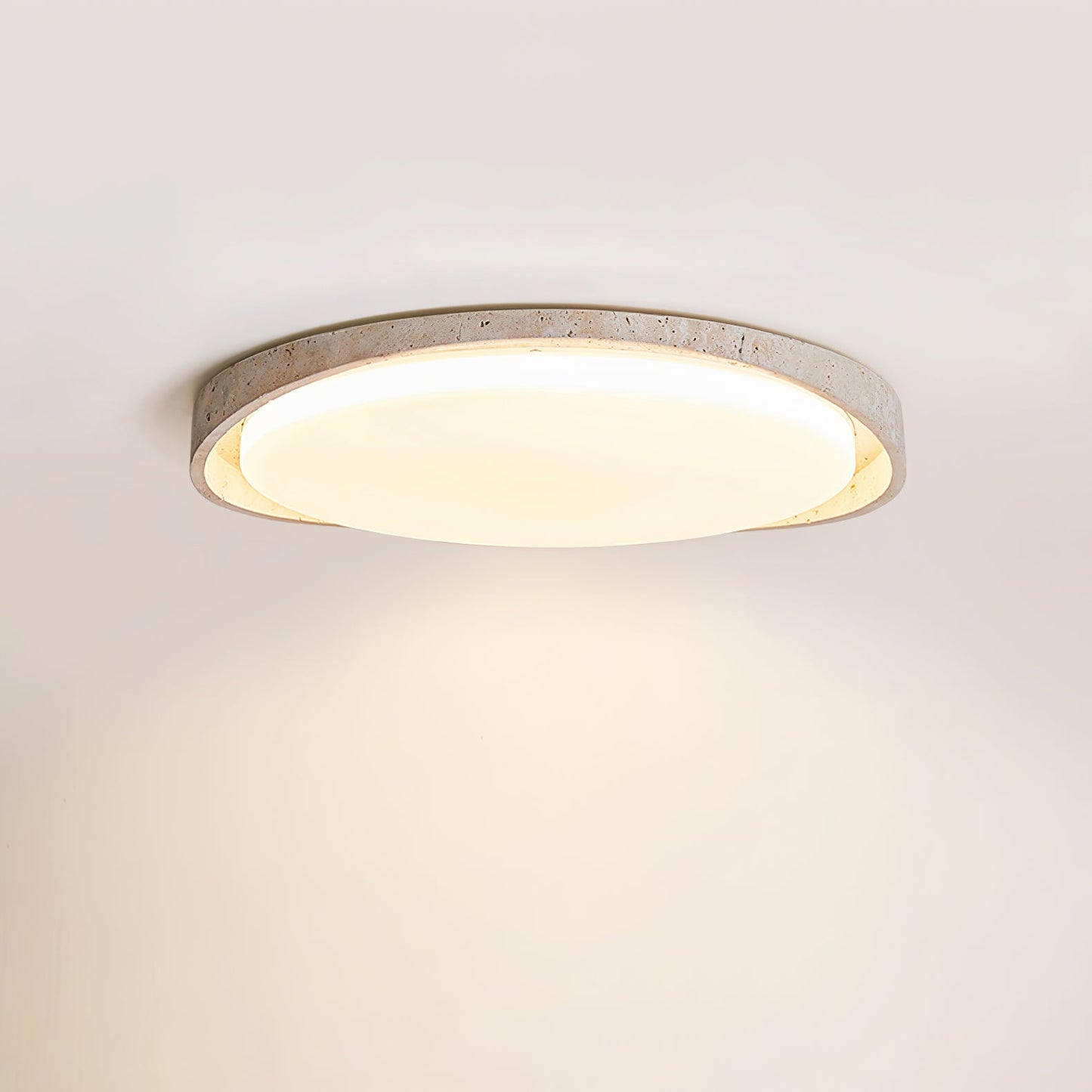 Lumen Arc Ceiling Light | Yellow Travertine | White