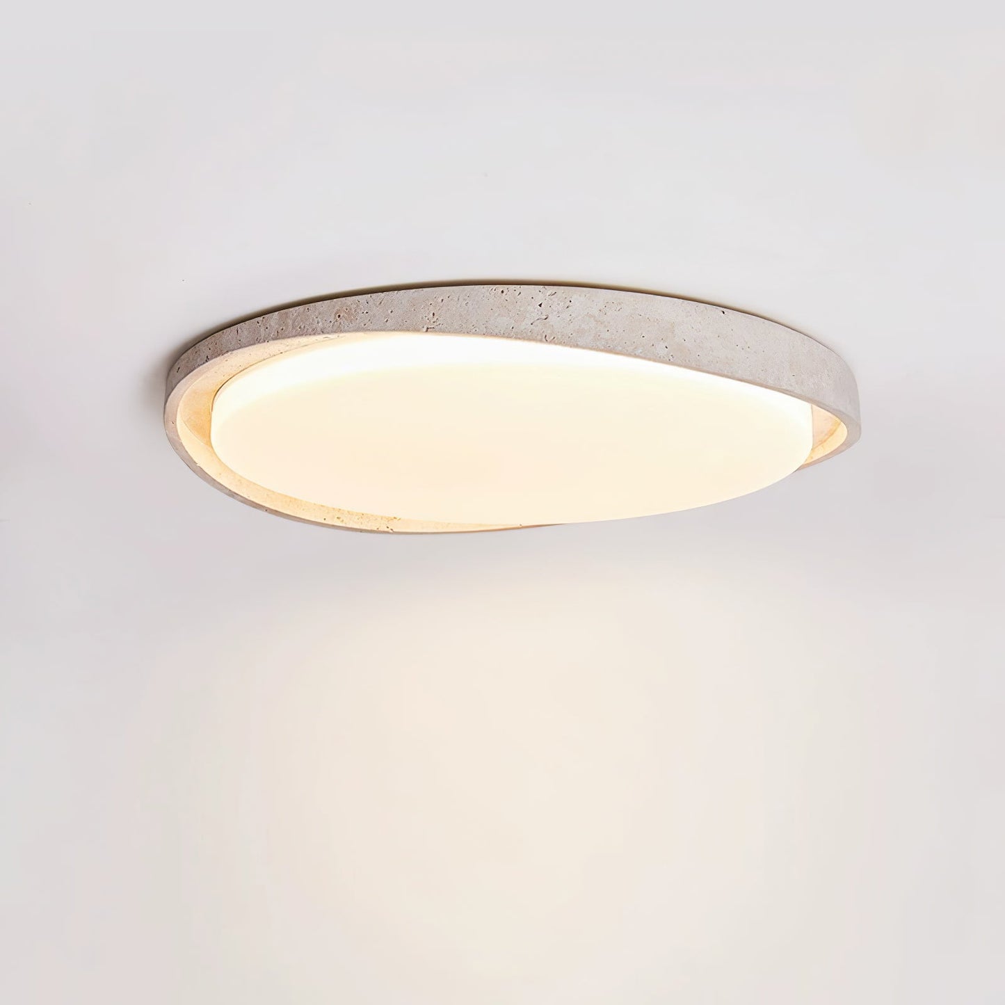 Lumen Arc Ceiling Light | Yellow Travertine | White