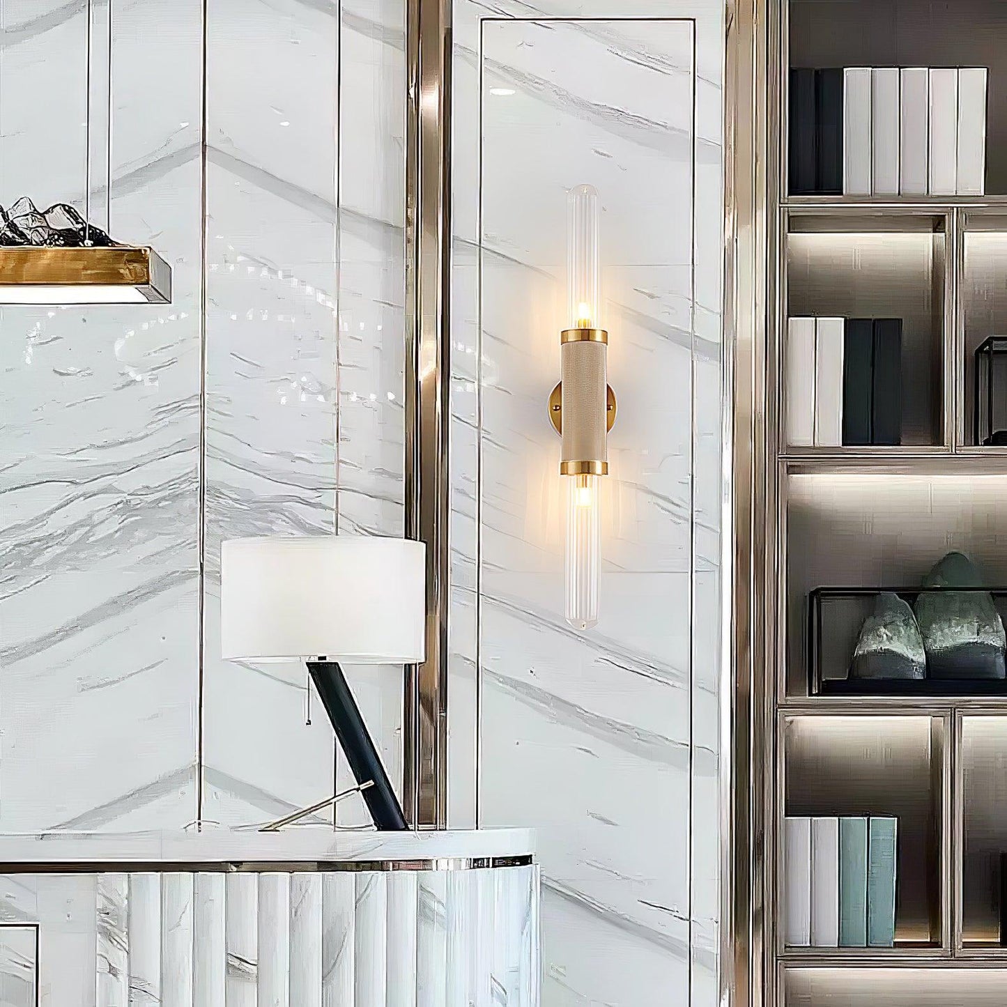 Luminous Wall Sconce | Gold Metal & Glass | Set of 2