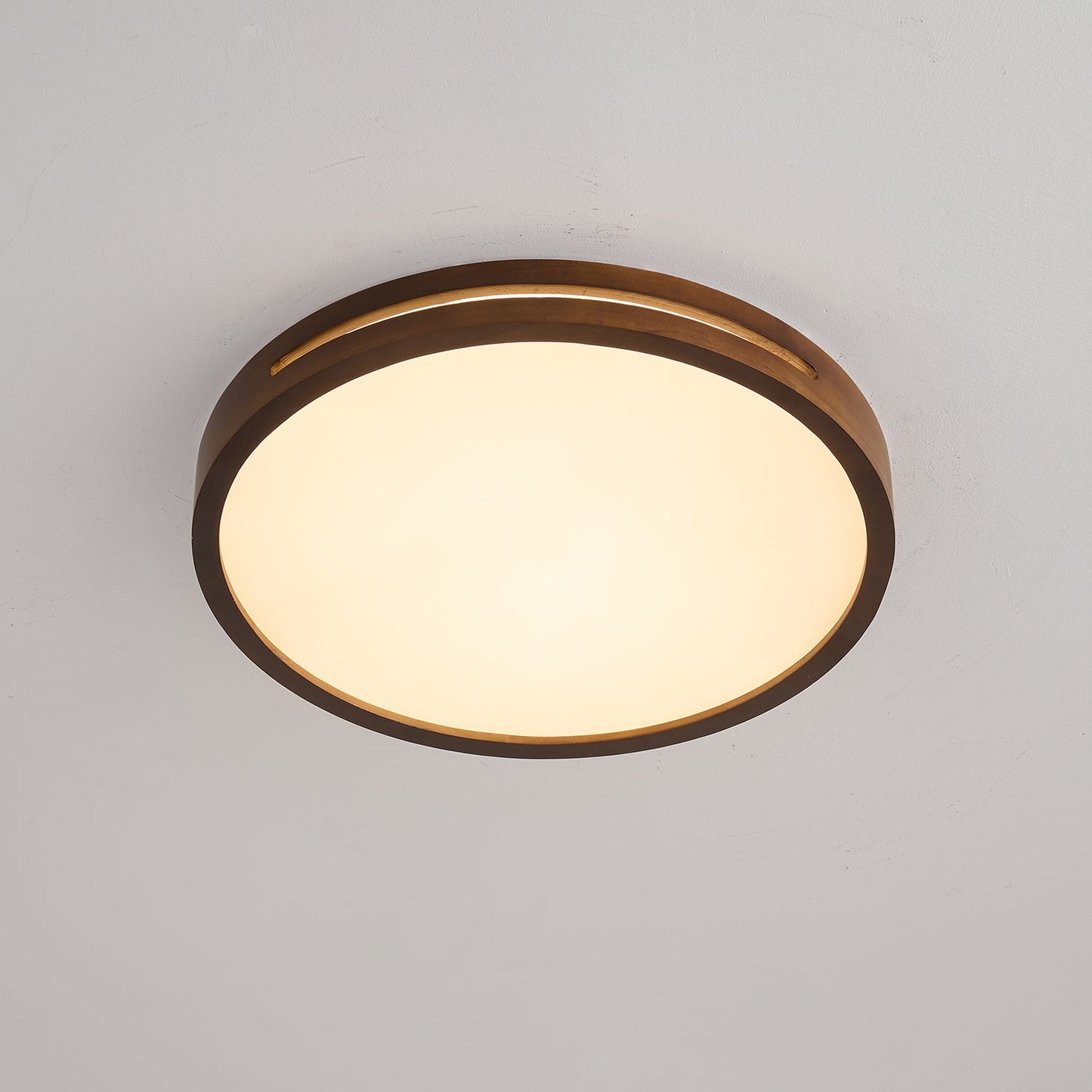 Lumis Halo Ceiling Light | Modern LED | Walnut Wood, White