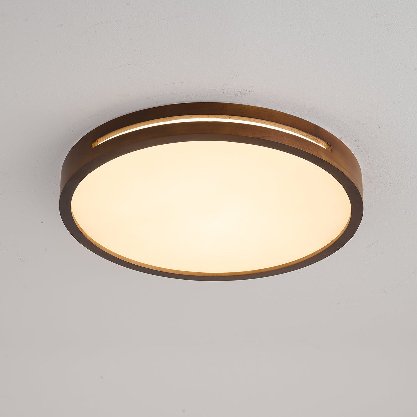 Lumis Halo Ceiling Light | Modern LED | Walnut Wood, White