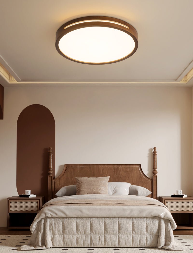 Lumis Halo Ceiling Light | Modern LED | Walnut Wood, White