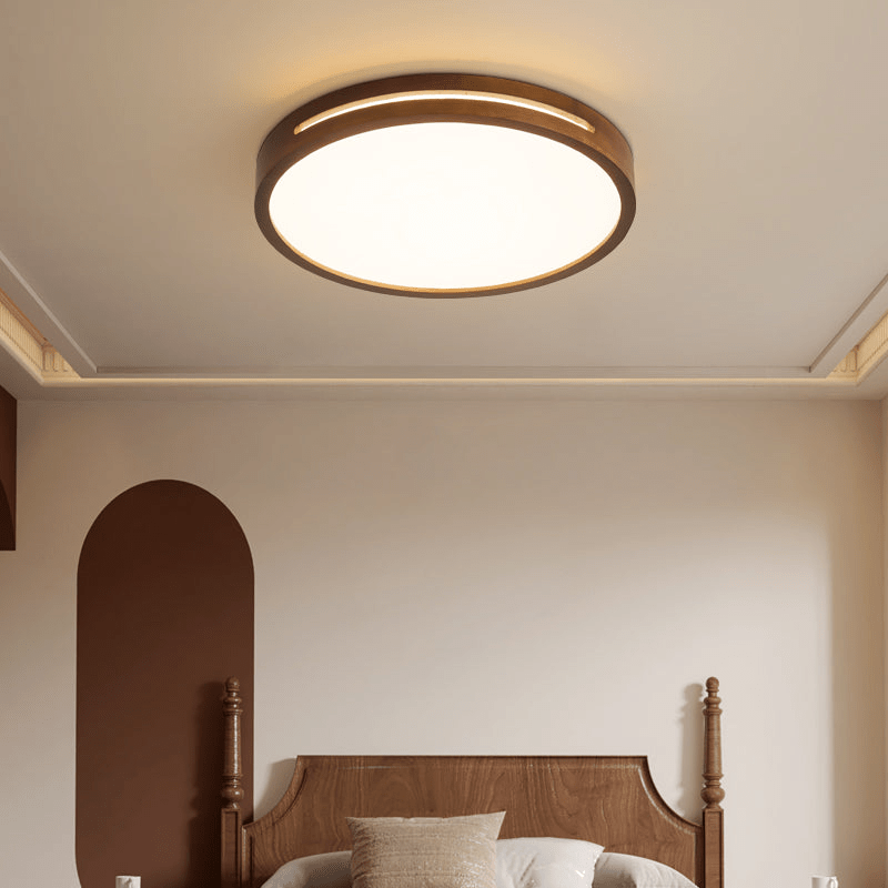Lumis Halo Ceiling Light | Modern LED | Walnut Wood, White